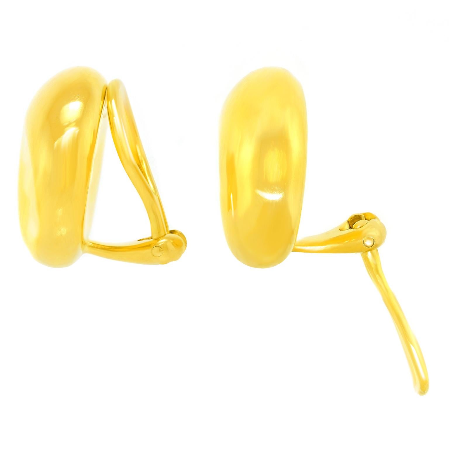 Orecchini con impronta di pollice in oro giallo Elsa Peretti for Tiffany In condizioni ottime in vendita a Litchfield, CT