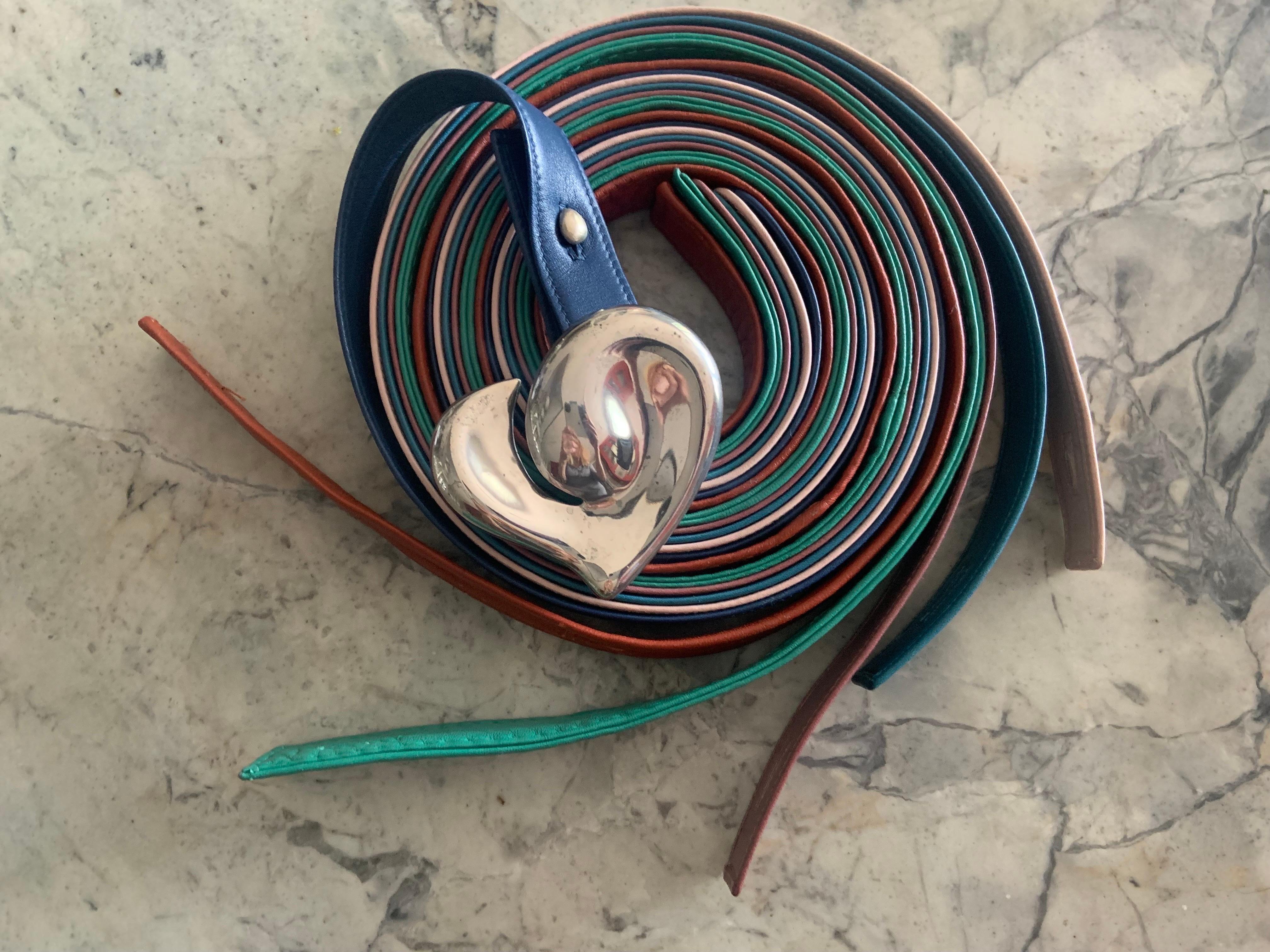 Elsa Peretti Full Heart Sterling Silver Buckle and Six Belts circa 1975 1