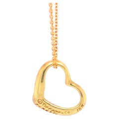 Retro Elsa Peretti Open Heart Pendant and Chain in 18k Yellow Gold