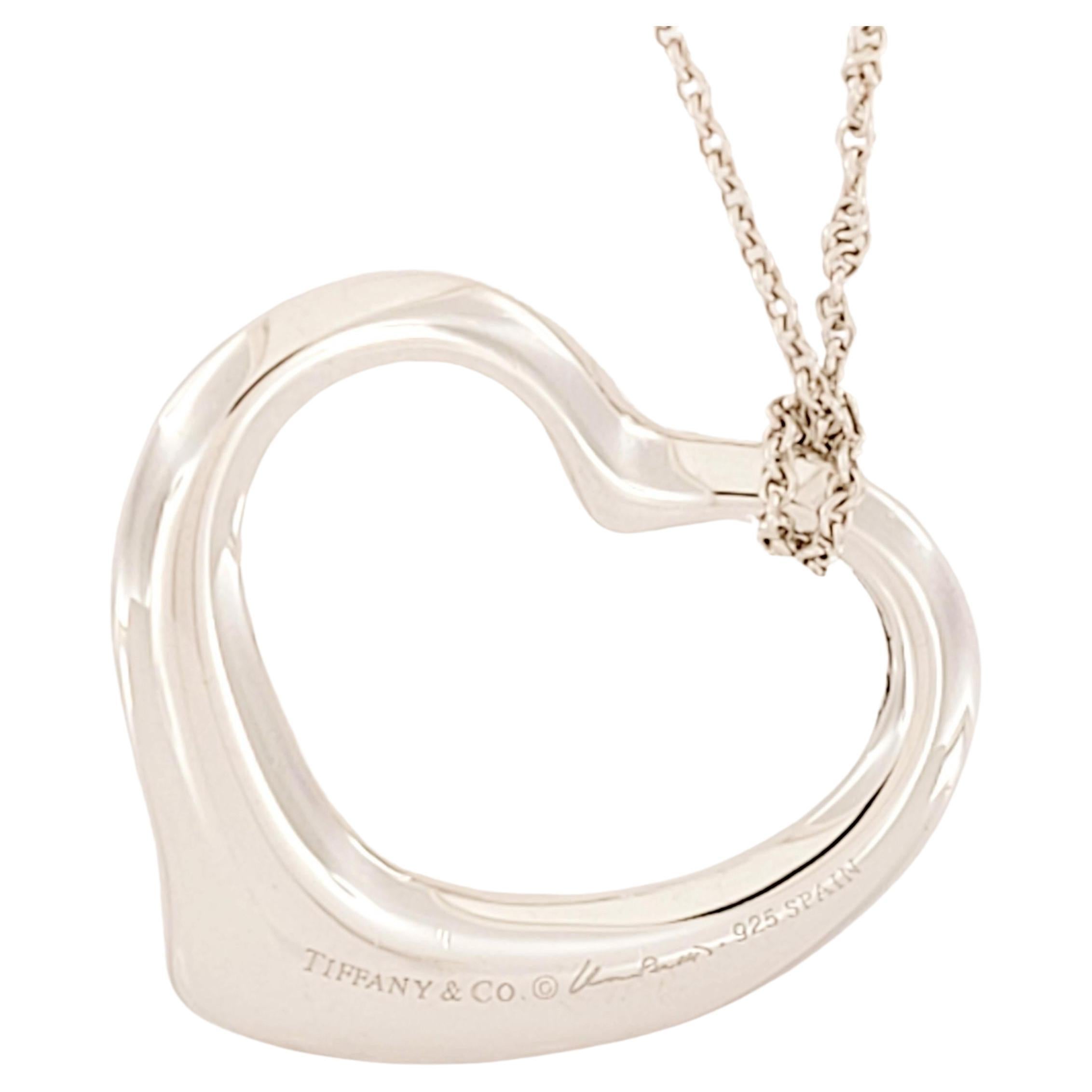 Elsa Peretti Open Heart Pendant with Chain For Sale