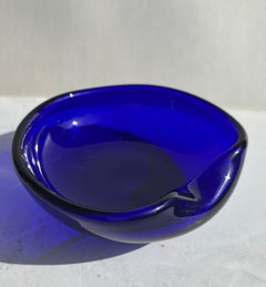 Elsa Peretti "Thumbprint" blue glass bowl for Tiffany Co .