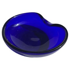 Elsa Peretti "Thumbprint" blue glass bowl for Tiffany Co .