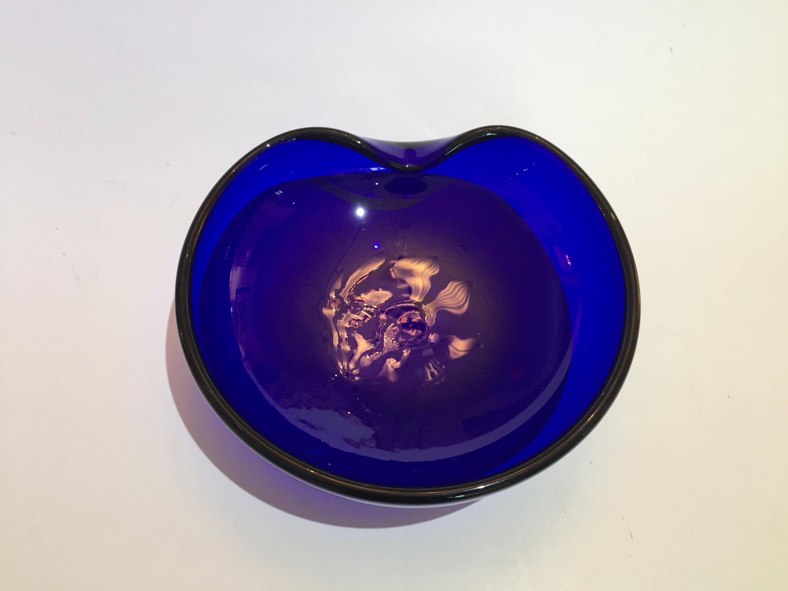 Modern Elsa Peretti Thumbprint Bowl Dish for Tiffany & Co. Cobalt Blue Glass