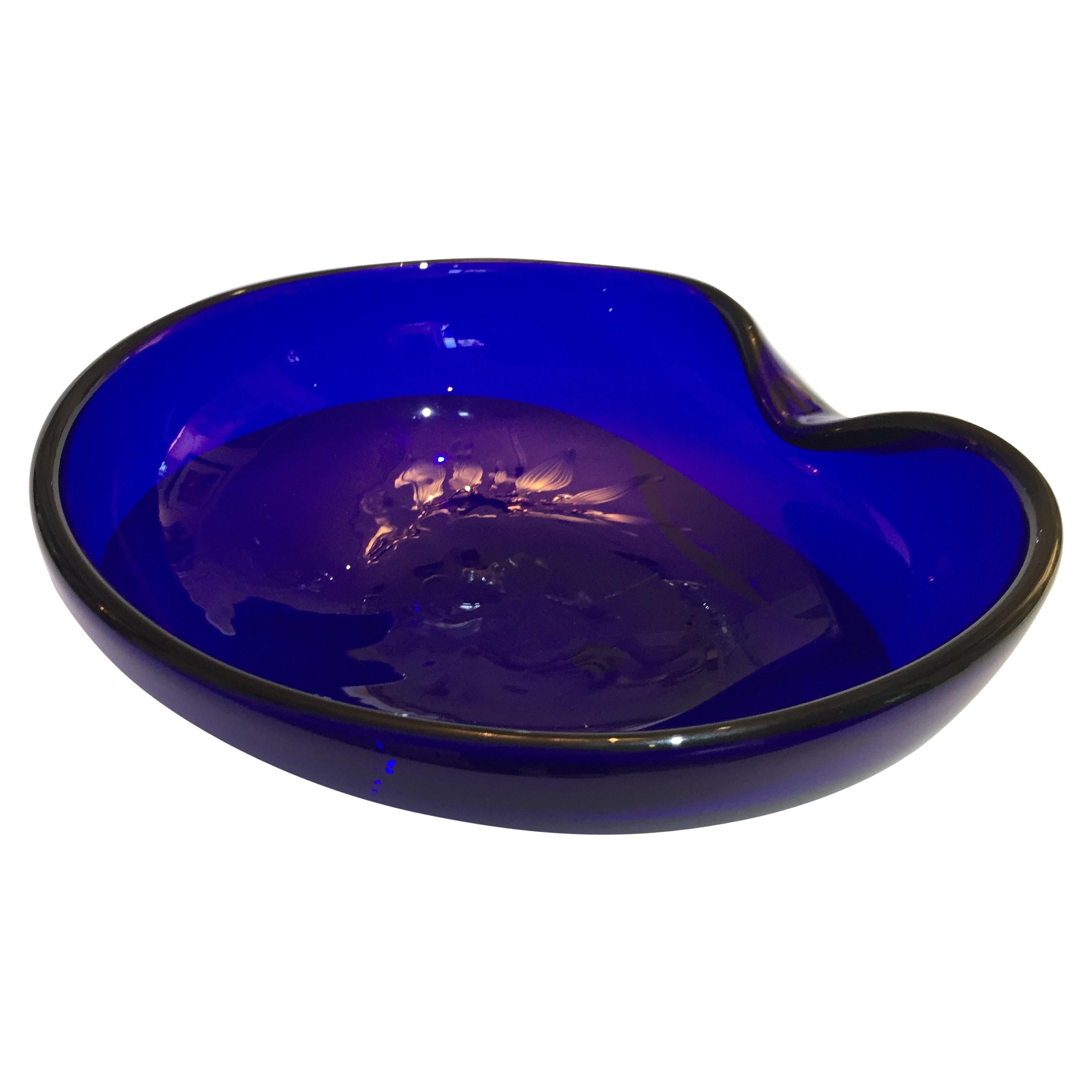 Elsa Peretti Thumbprint Bowl Dish for Tiffany & Co. Cobalt Blue Glass