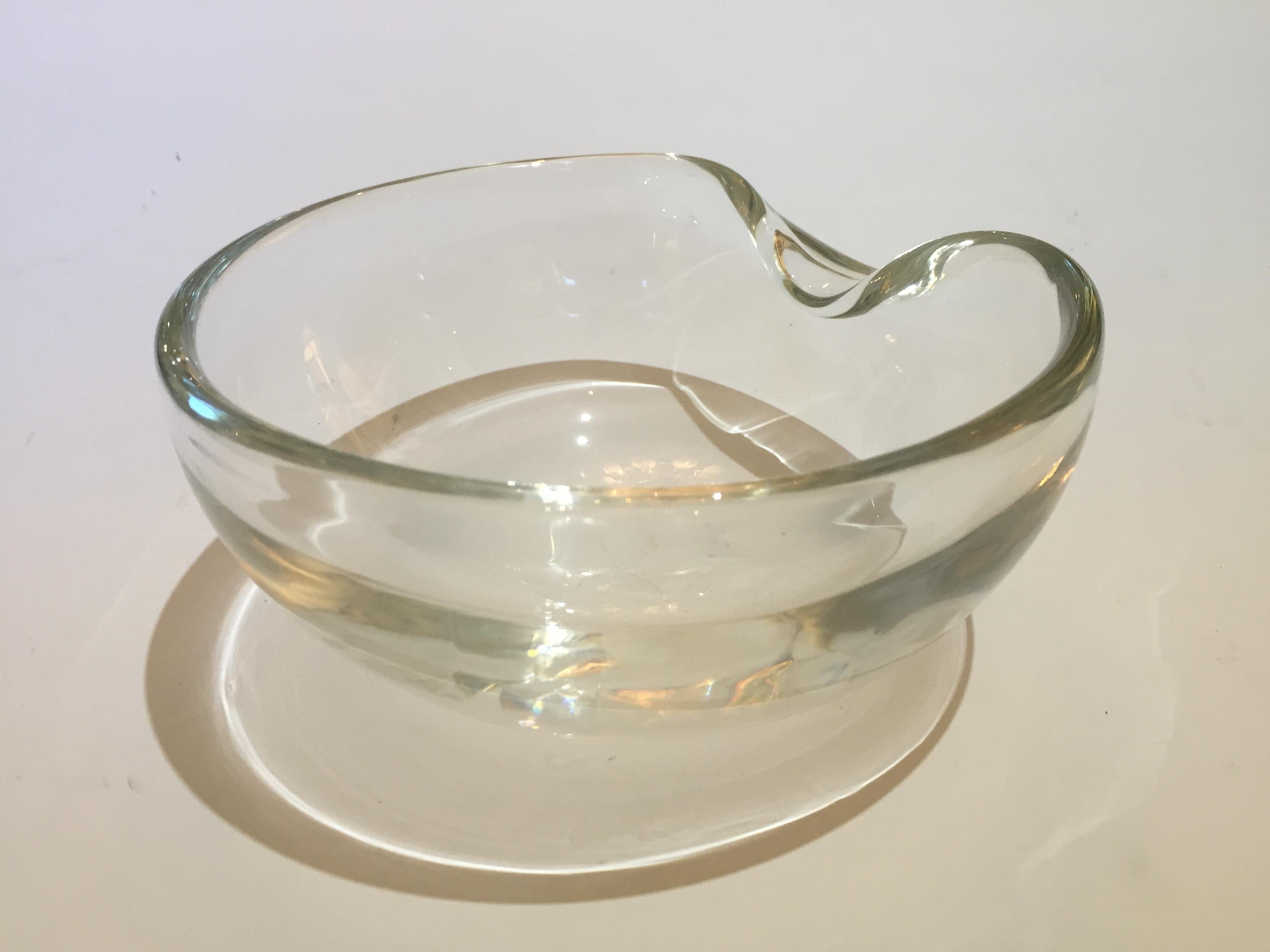 Moderno Elsa Peretti Thumbprint Bowl per Tiffany & Co. Vetro trasparente in vendita
