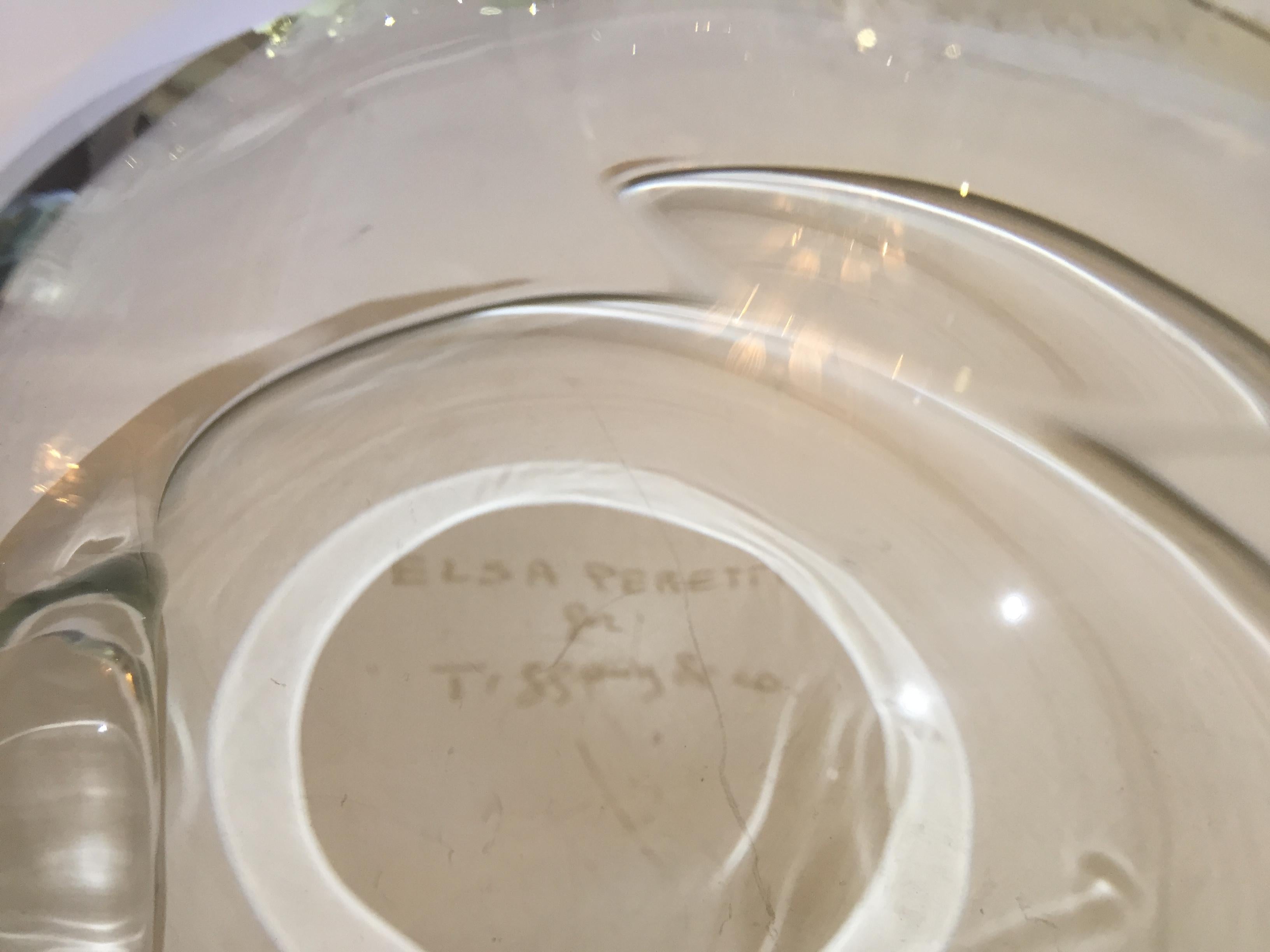 Fine XX secolo Elsa Peretti Thumbprint Bowl per Tiffany & Co. Vetro trasparente in vendita