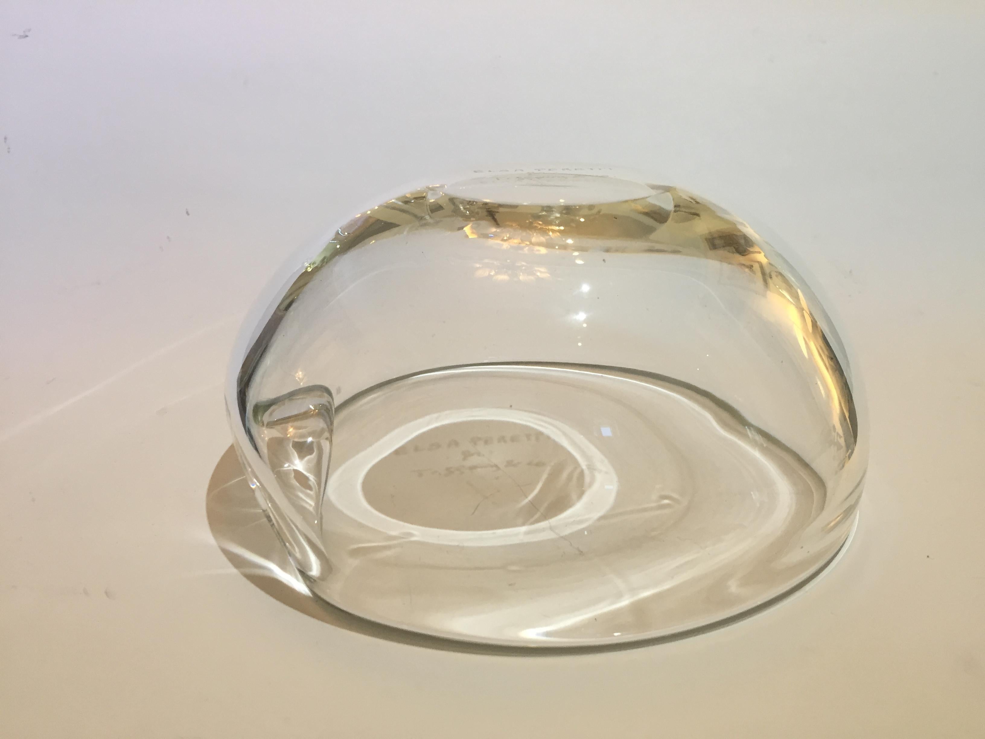 Italian Elsa Peretti Thumbprint Bowl for Tiffany & Co. Clear Glass