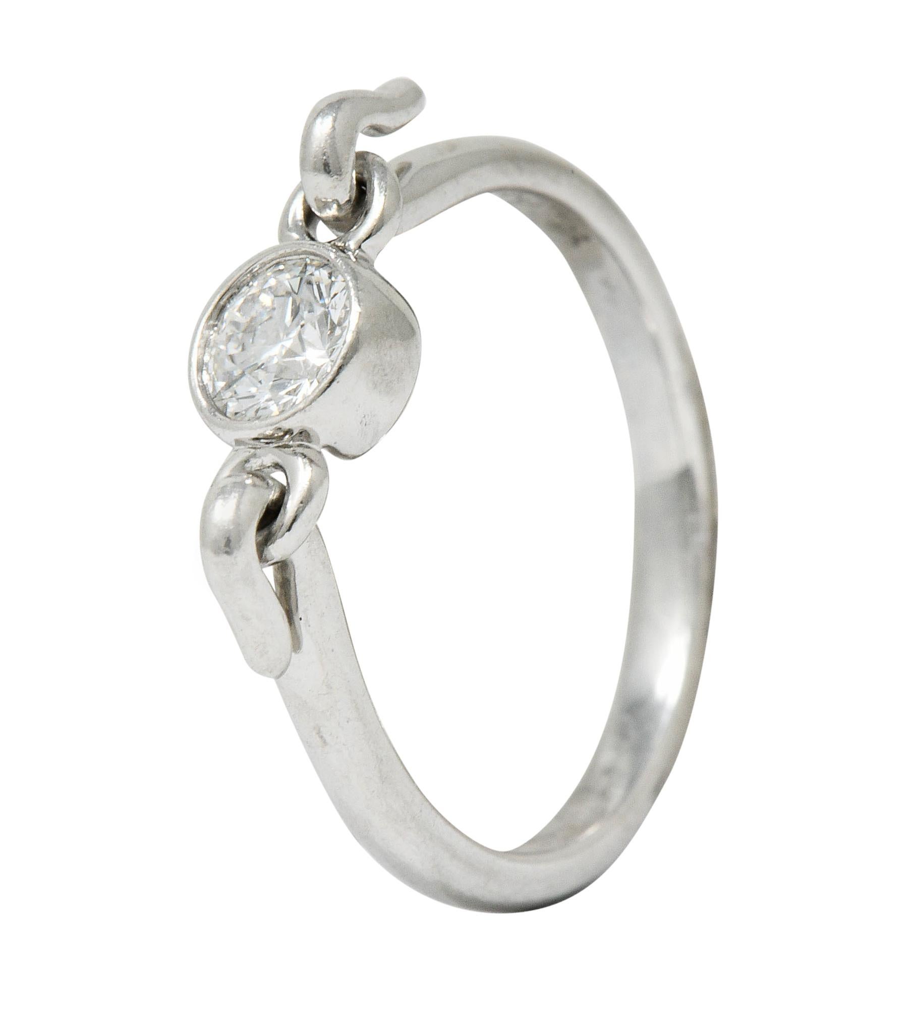 Elsa Peretti Tiffany & Co. Round Brilliant Diamond Platinum Swan Ring In Excellent Condition In Philadelphia, PA