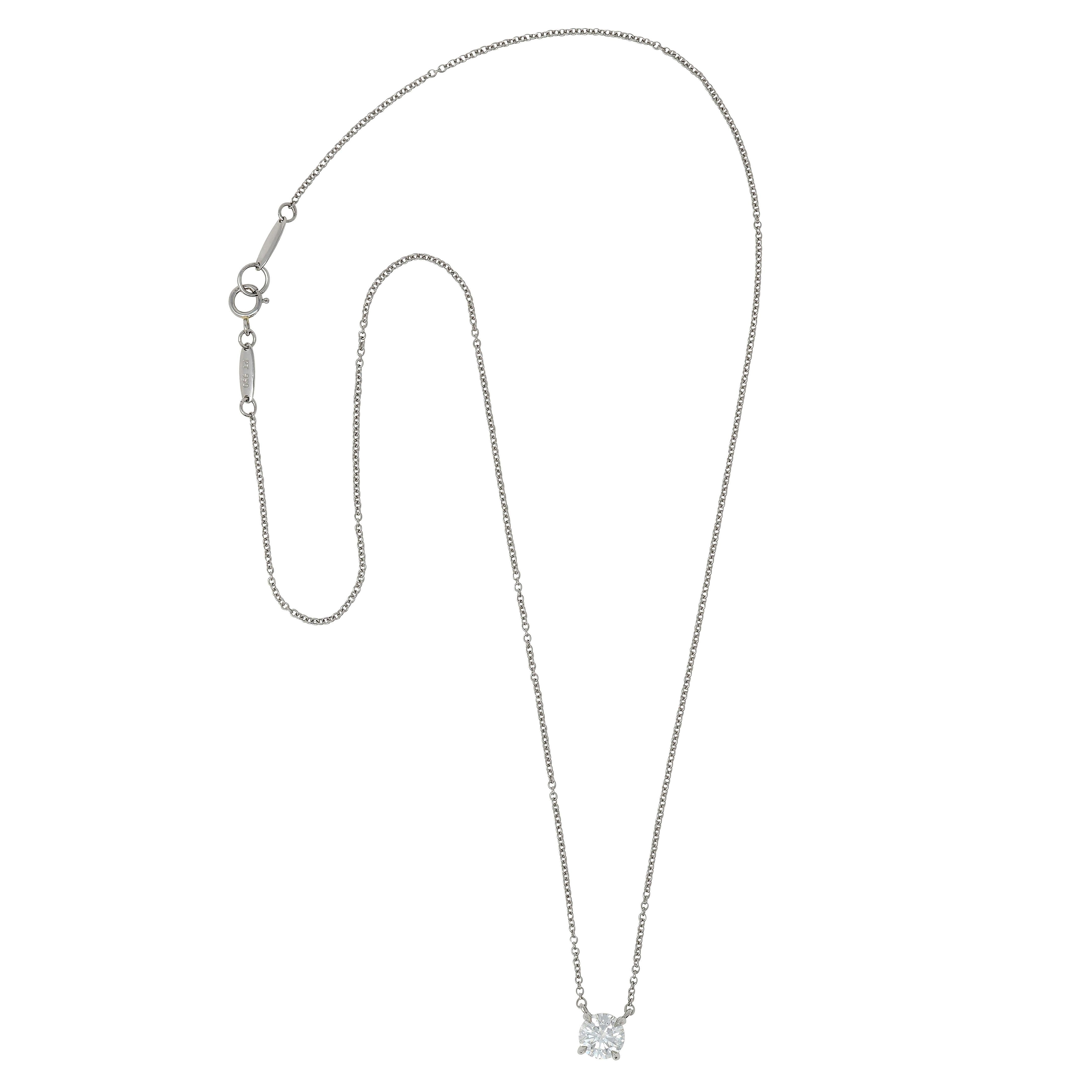 Taglio rotondo Elsa Peretti for Tiffany & Co. 0.96 CTW Diamond Platinum Vintage Station Necklace in vendita