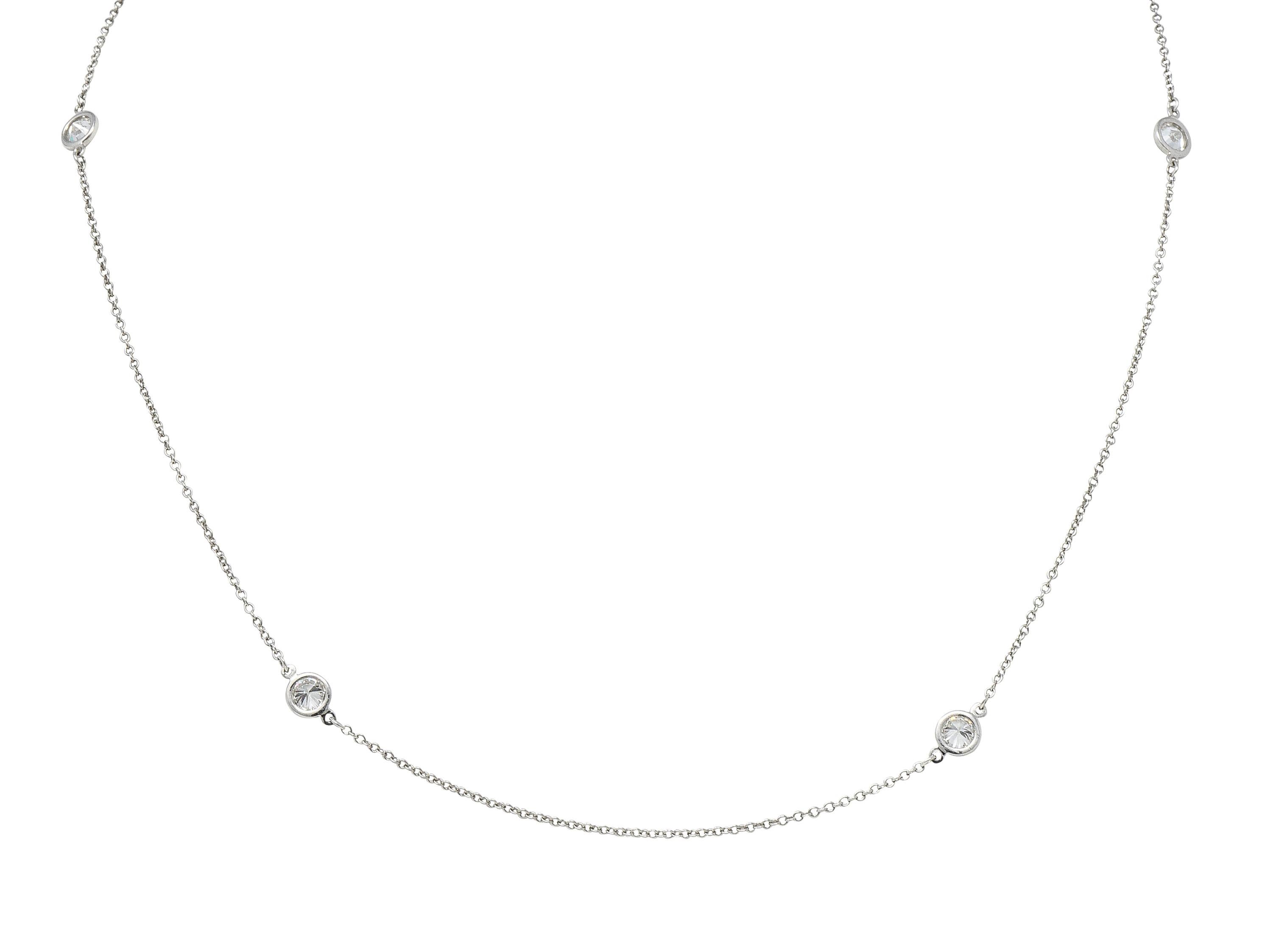 Elsa Peretti Tiffany & Co. 1.00 CTW Diamond Platinum Vintage Station Necklace 2