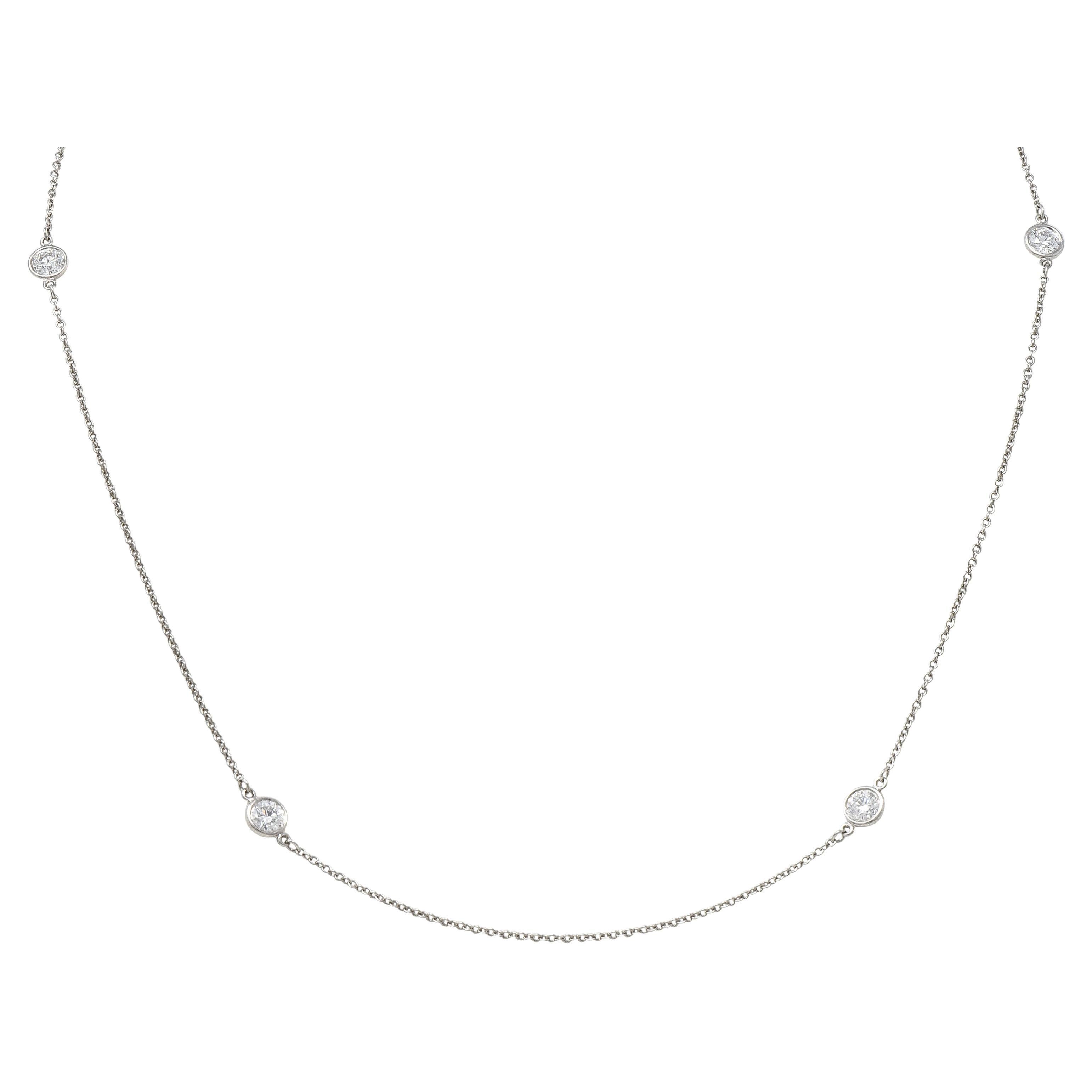 Elsa Peretti Tiffany & Co. 1.00 CTW Diamond Platinum Vintage Station Necklace