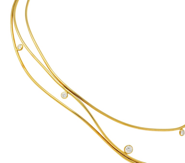 Elsa Peretti Tiffany and Co. 1.08 Carat Diamond 18 Karat Gold Wave ...