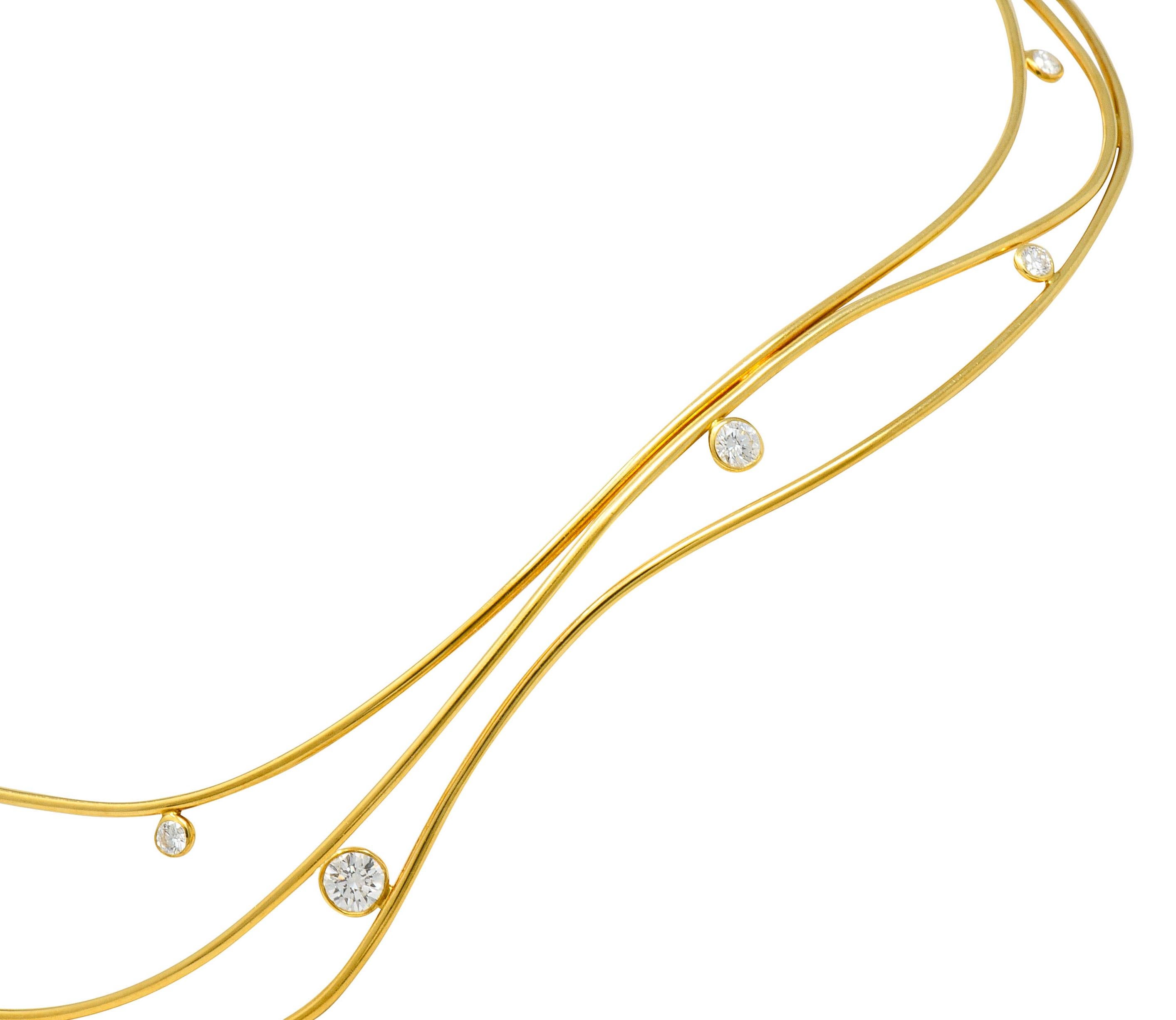 Contemporary Elsa Peretti Tiffany & Co. 1.08 Carat Diamond 18 Karat Gold Wave Collar Necklace