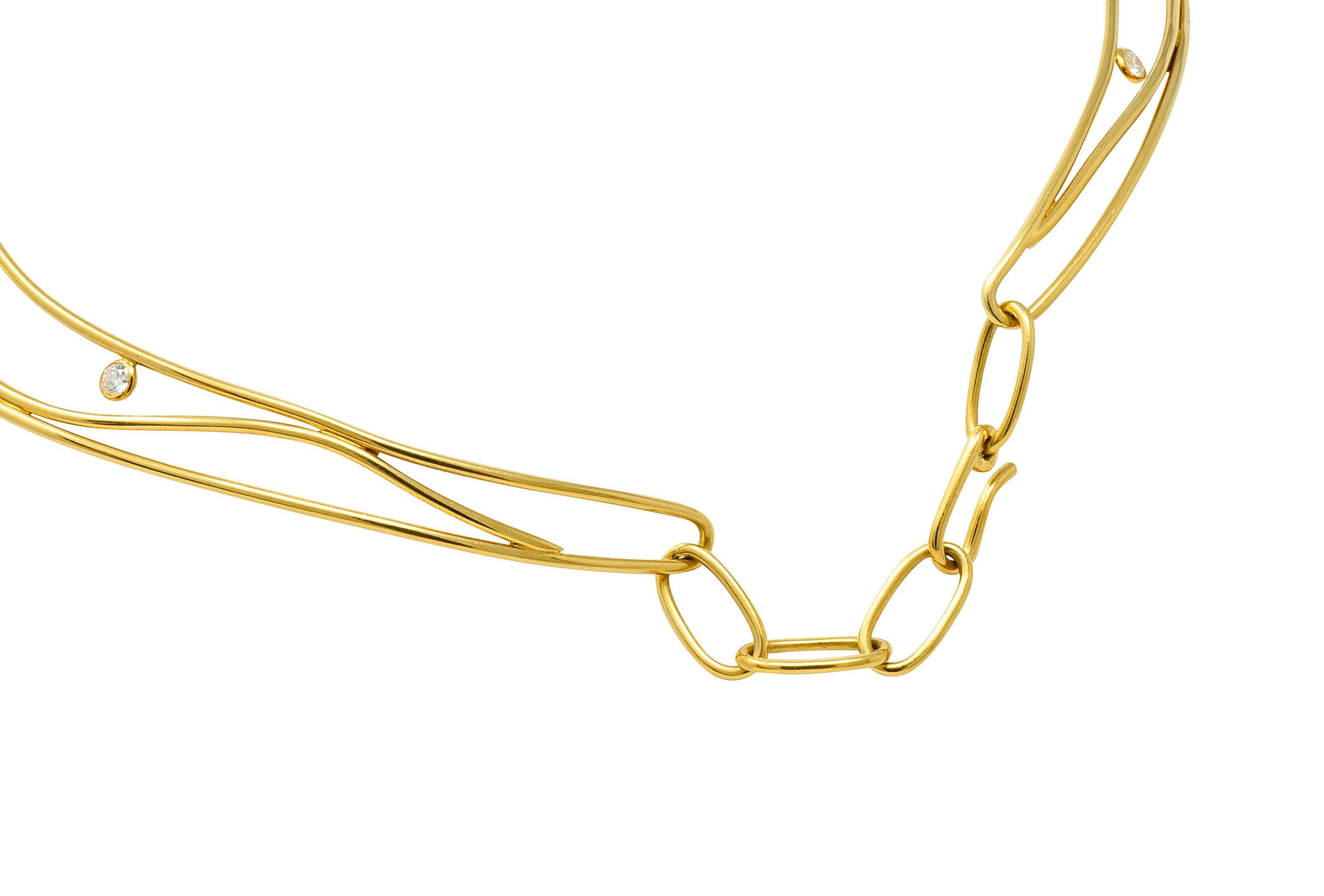 Round Cut Elsa Peretti Tiffany & Co. 1.08 Carat Diamond 18 Karat Gold Wave Collar Necklace