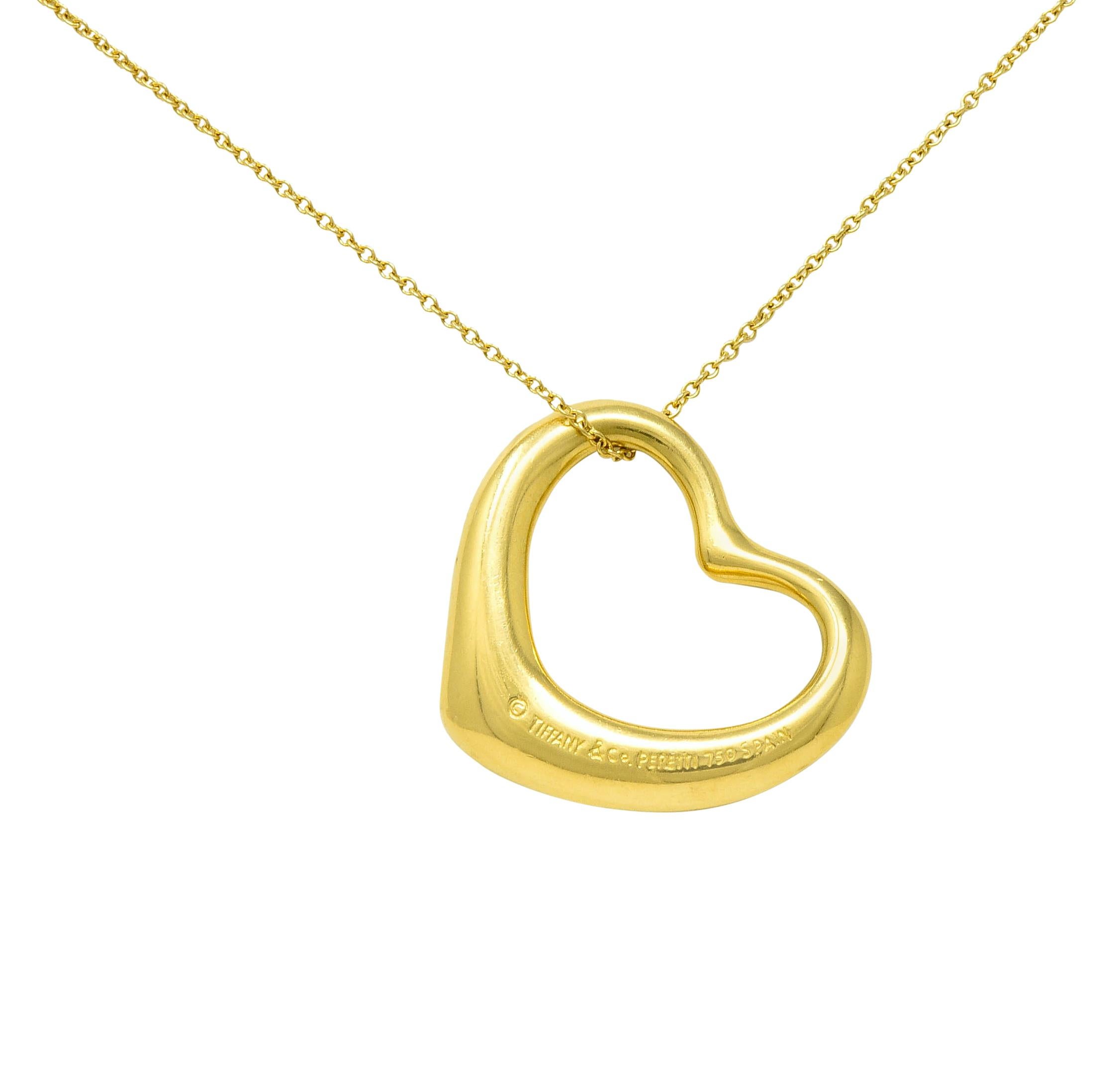 Contemporary Elsa Peretti Tiffany & Co. 18 Karat Gold Open Heart Pendant Necklace