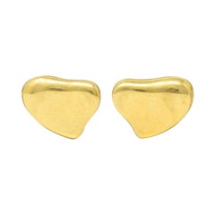 Elsa Peretti Tiffany & Co. 18 Karat Gold Full Heart Stud Earrings