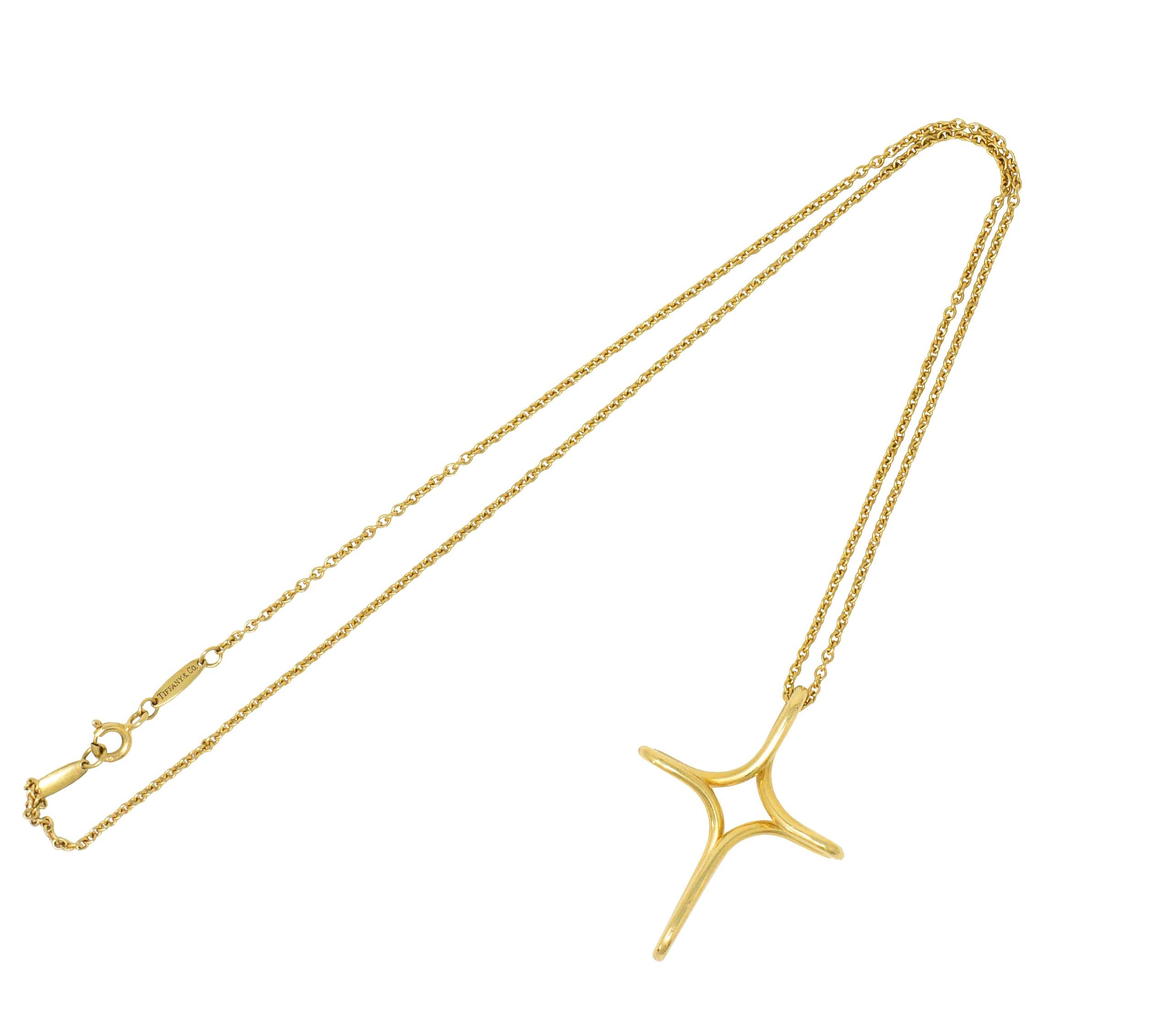 Contemporary Elsa Peretti Tiffany & Co. 18 Karat Gold Infinity Cross Pendant Necklace