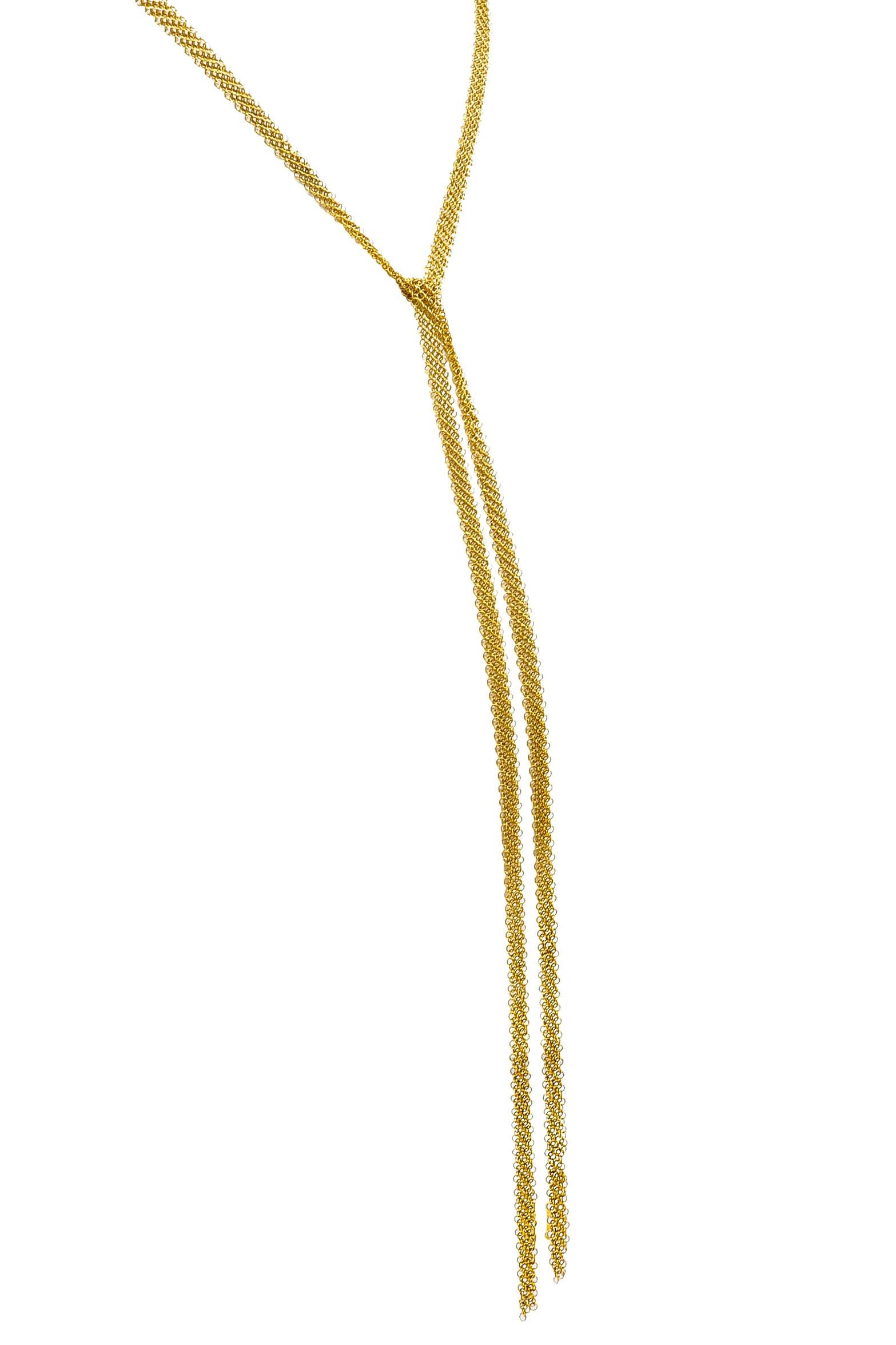 Contemporary Elsa Peretti Tiffany & Co. 18 Karat Gold Mesh Scarf Chain Necklace