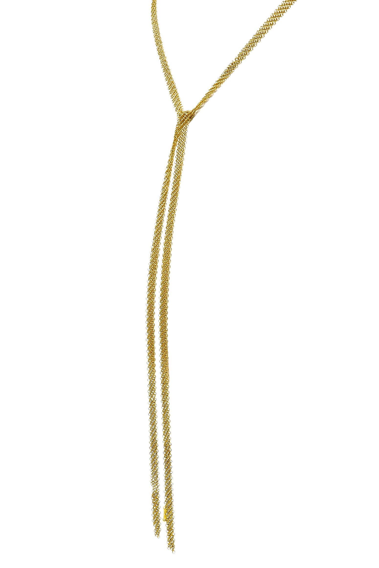 Elsa Peretti Tiffany & Co. 18 Karat Gold Mesh Scarf Chain Necklace In Excellent Condition In Philadelphia, PA