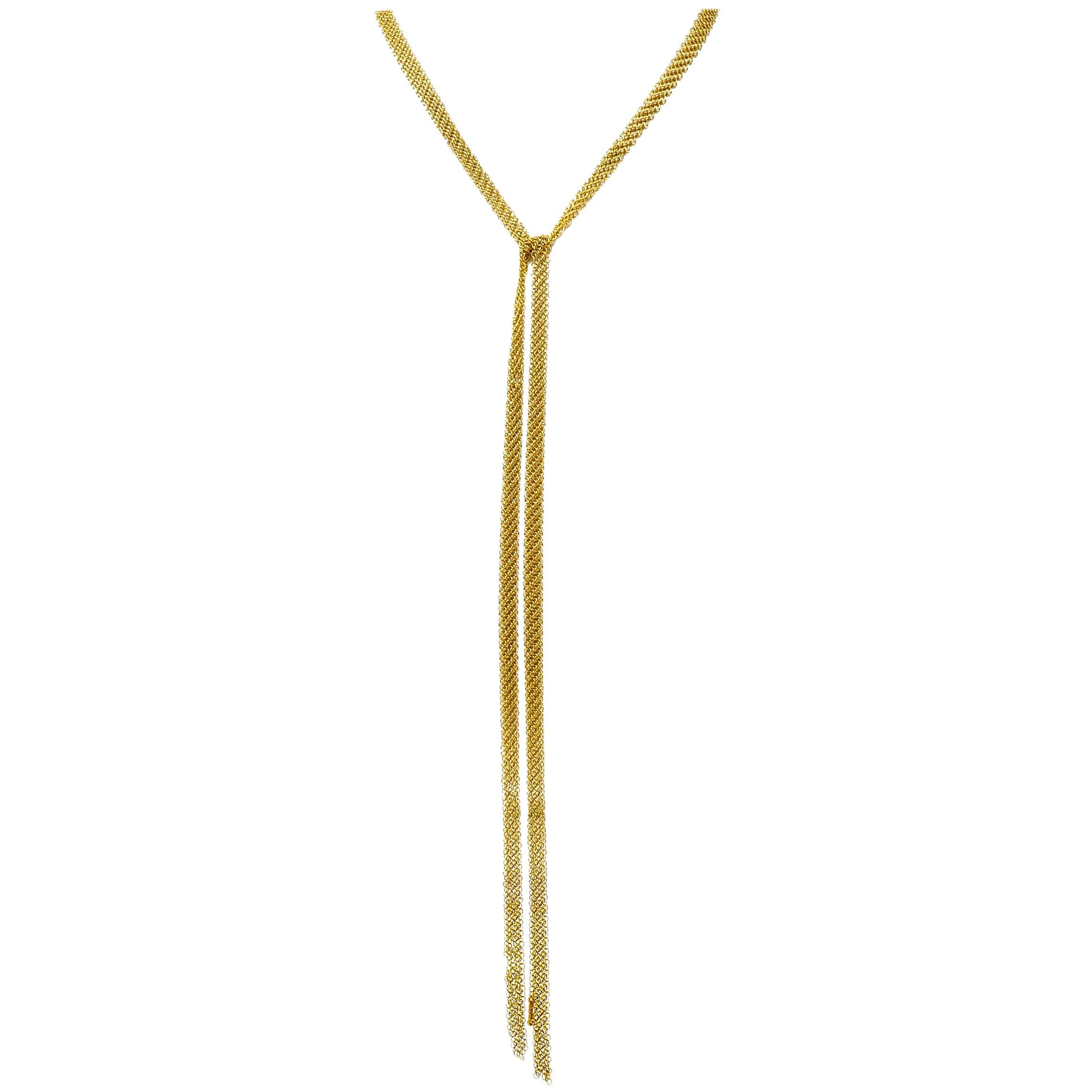 Elsa Peretti Tiffany & Co. 18 Karat Gold Mesh Scarf Chain Necklace