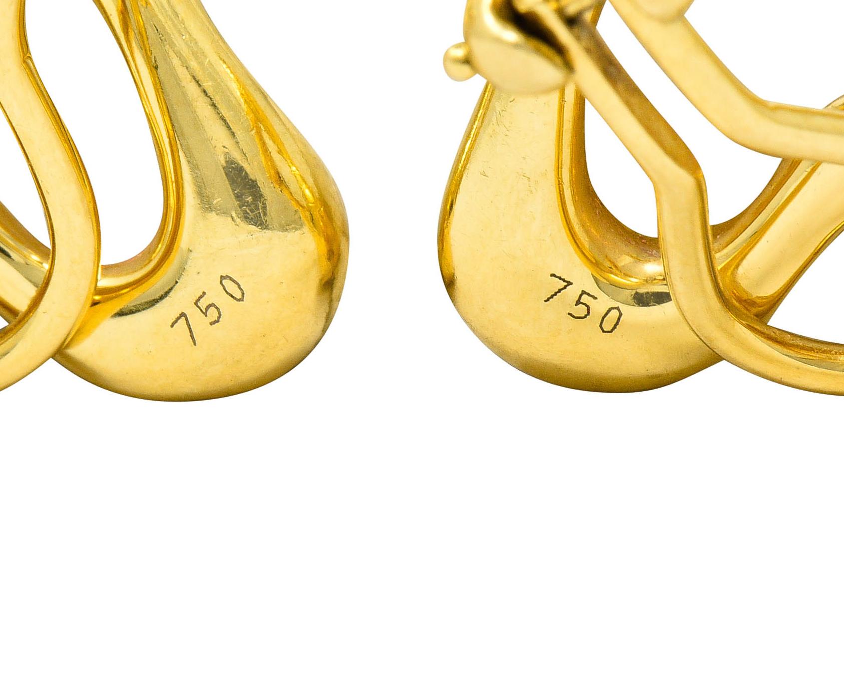Contemporary Elsa Peretti Tiffany & Co. 18 Karat Gold Open Heart Ear-Clip Earrings