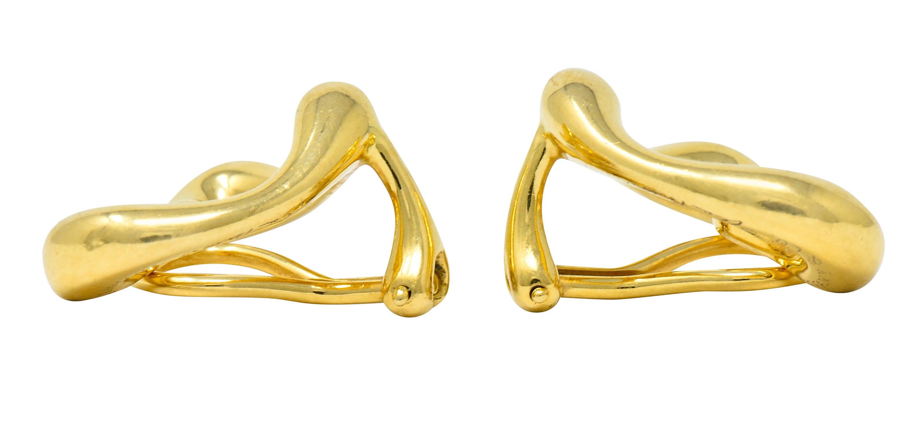 Elsa Peretti Tiffany & Co. 18 Karat Gold Open Heart Ear-Clip Earrings In Excellent Condition In Philadelphia, PA