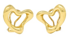 Elsa Peretti Tiffany & Co. 18 Karat Gold Open Heart Ear-Clip Earrings