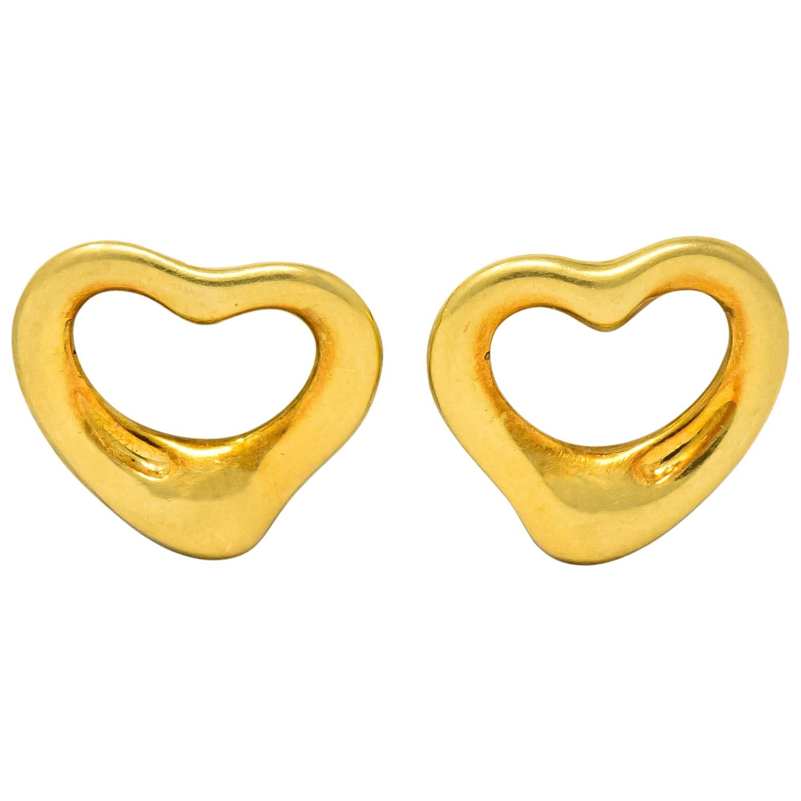 Elsa Peretti Tiffany & Co. 18 Karat Gold Open Heart Earrings