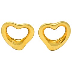Vintage Elsa Peretti Tiffany & Co. 18 Karat Gold Open Heart Earrings