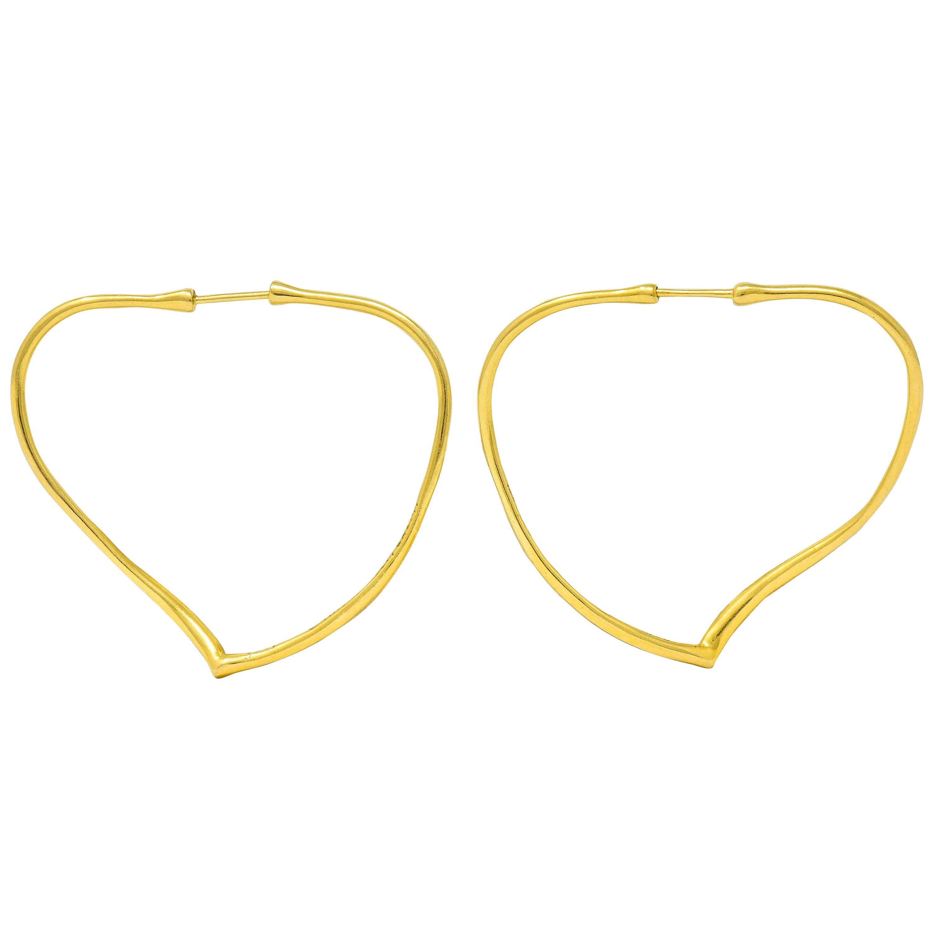 Elsa Peretti Tiffany & Co. 18 Karat Gold Open Heart Hoop Earrings
