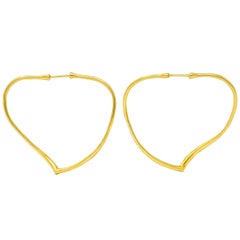 Elsa Peretti Tiffany & Co. 18 Karat Gold Open Heart Hoop Earrings