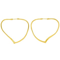 Elsa Peretti Tiffany & Co. 18 Karat Gold Open Heart Hoop Earrings