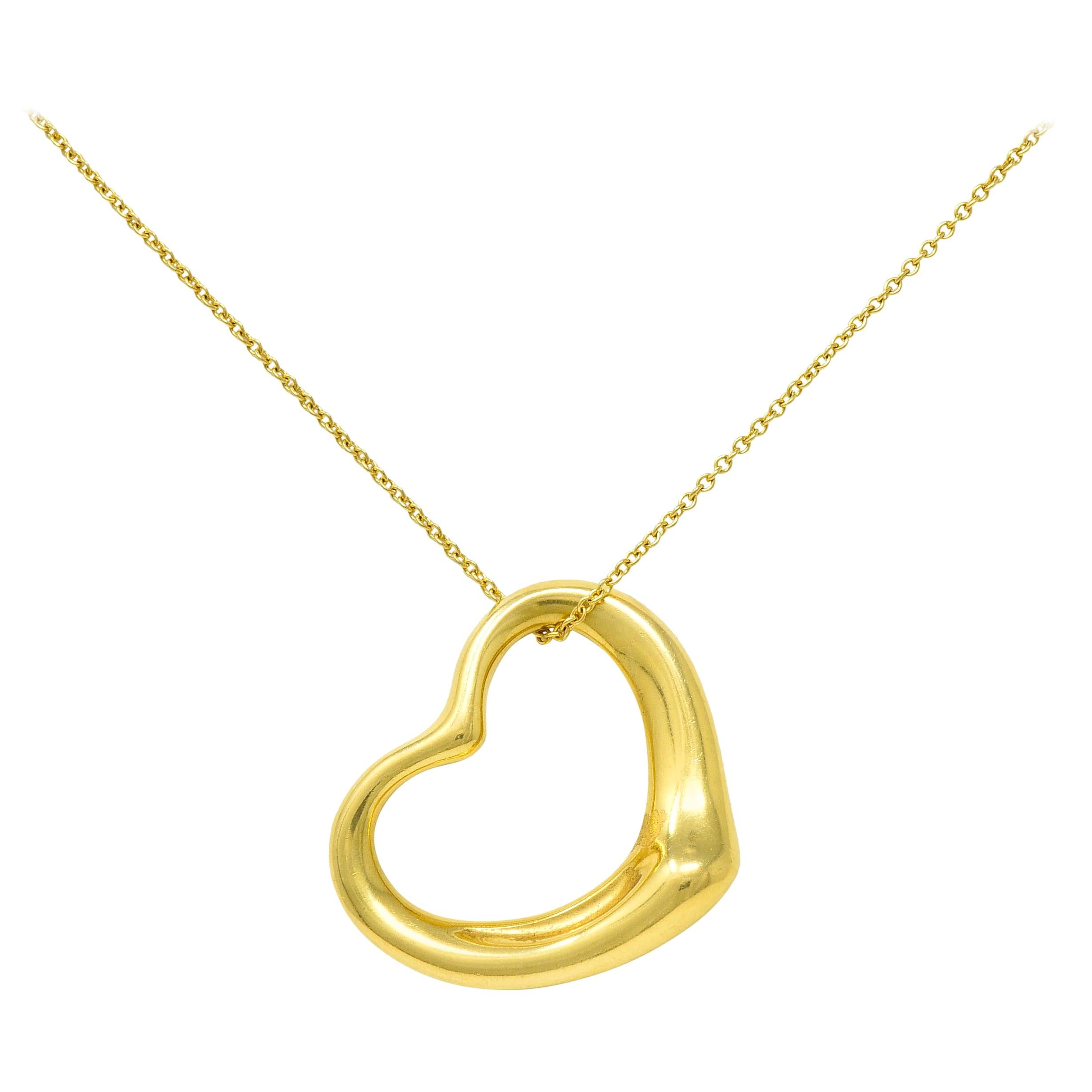 Elsa Peretti Tiffany & Co. 18 Karat Gold Open Heart Pendant Necklace