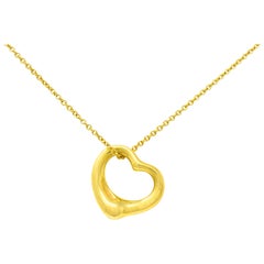 Elsa Peretti Tiffany & Co. 18 Karat Gold 14MM Open Heart Pendant Necklace