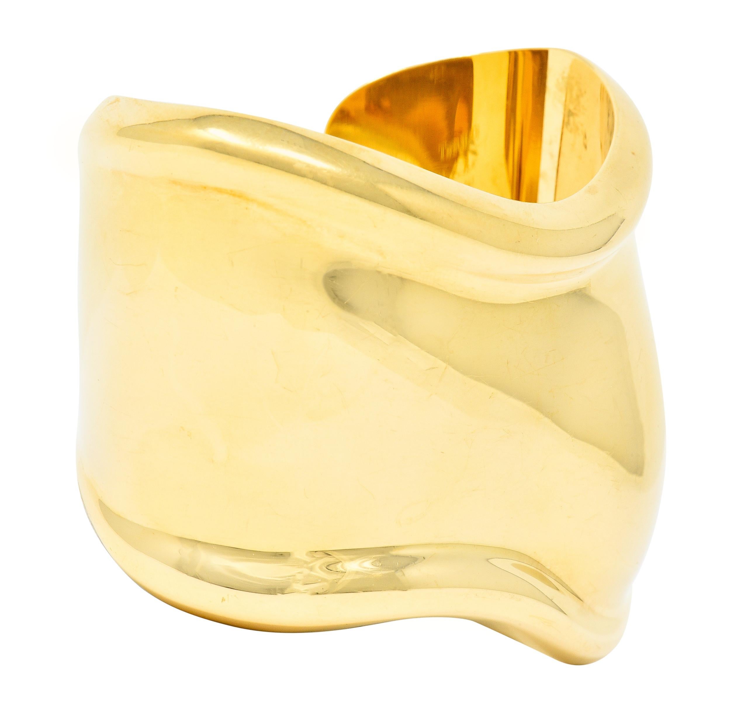 Contemporain Elsa Peretti - Bracelet vintage en or jaune 18 carats avec manchettes en forme d'os