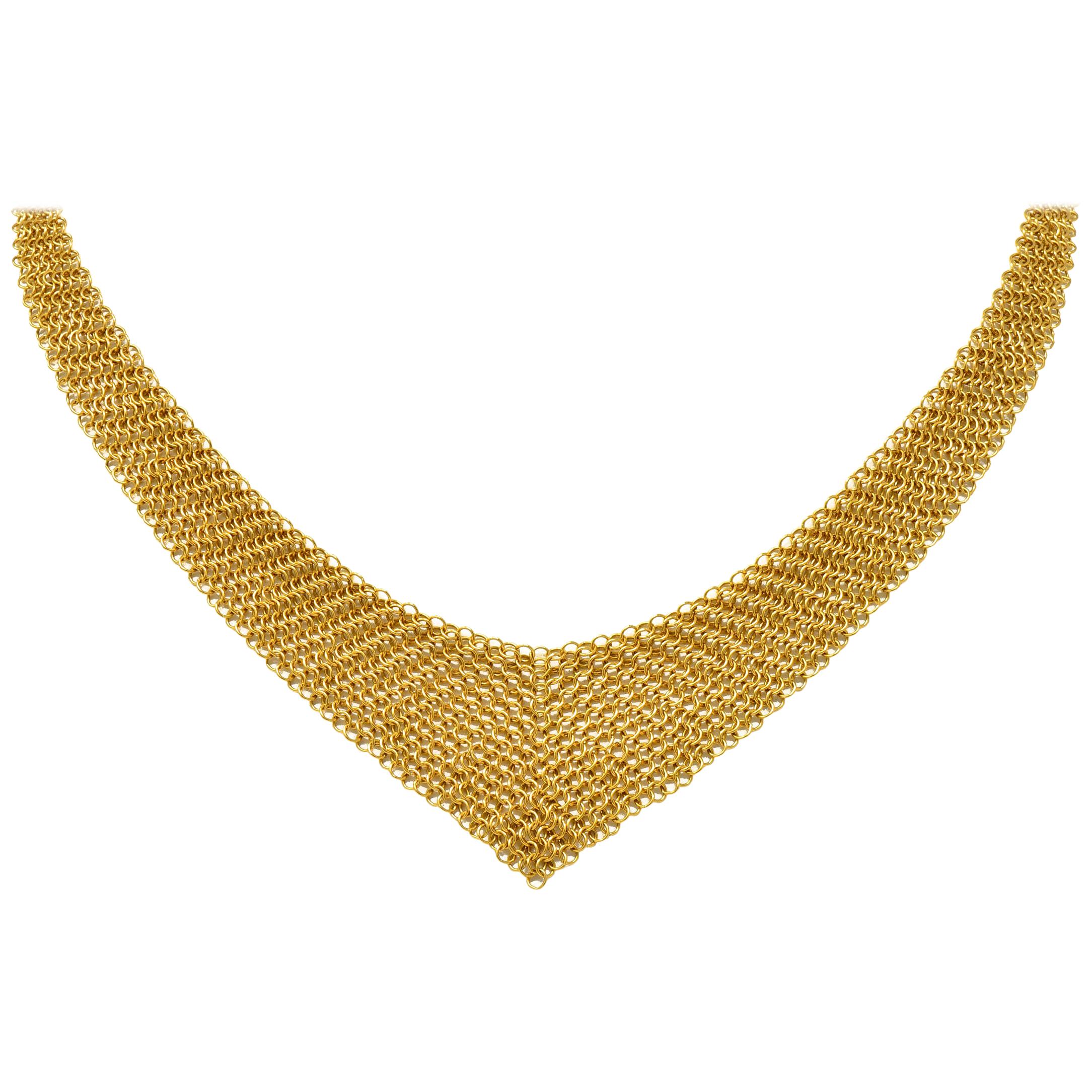 Elsa Peretti Tiffany & Co. 18 Karat Yellow Gold Mesh Scarf Necklace