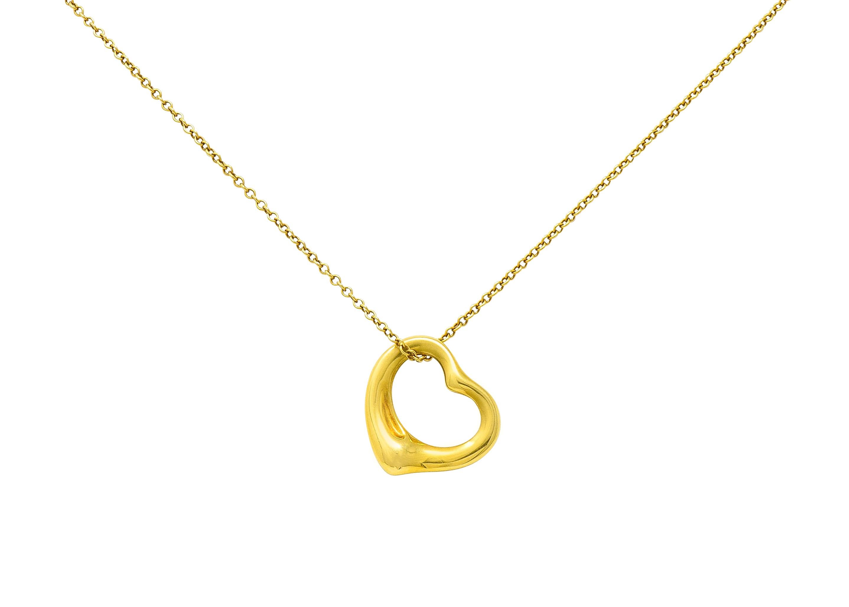 Elsa Peretti Tiffany & Co. 18 Karat Yellow Gold Open Heart Pendant Necklace 6