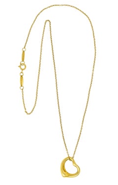 Elsa Peretti Tiffany & Co. 18 Karat Yellow Gold Open Heart Pendant Necklace