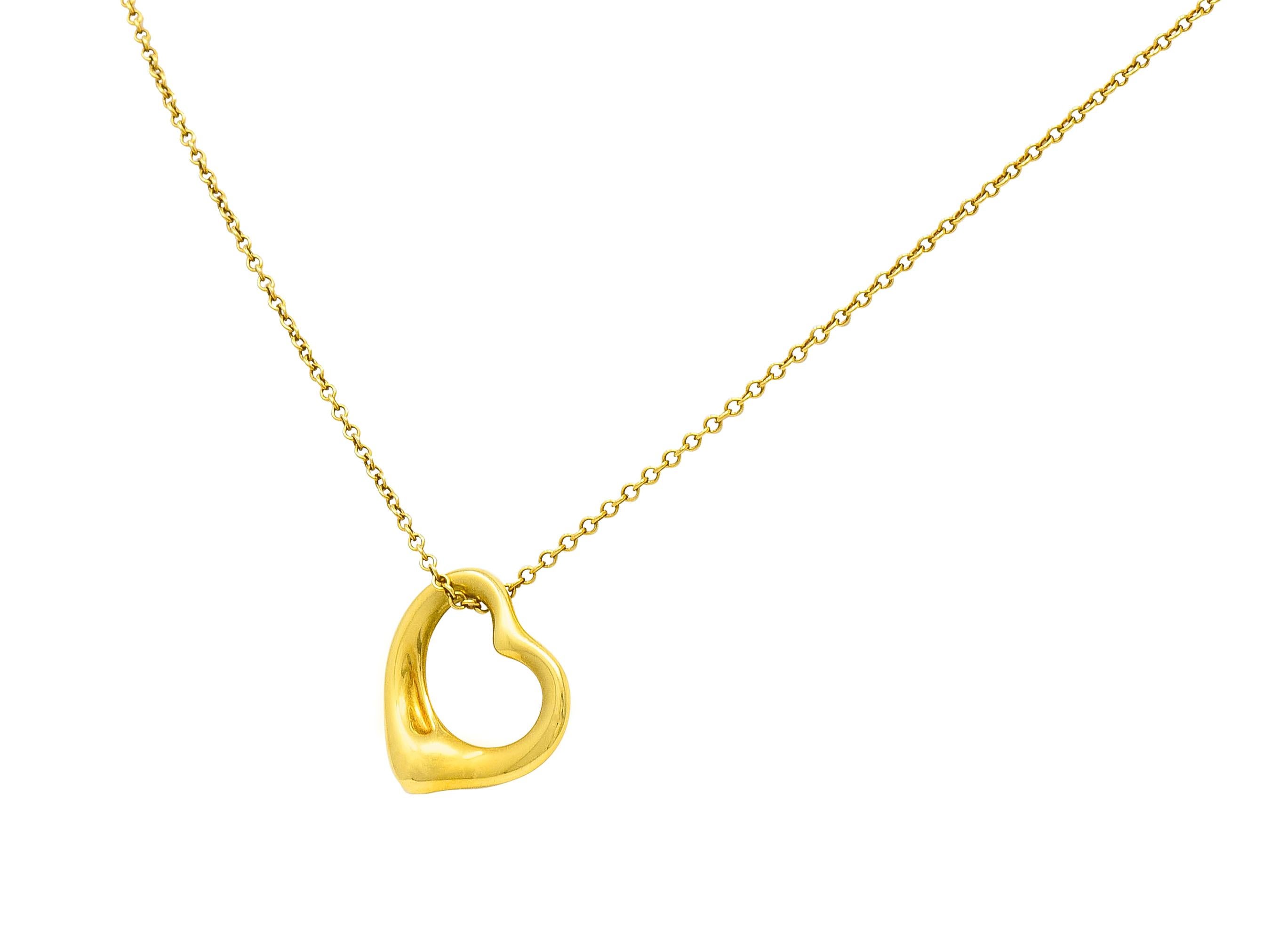 Contemporary Elsa Peretti Tiffany & Co. 18 Karat Yellow Gold Open Heart Pendant Necklace