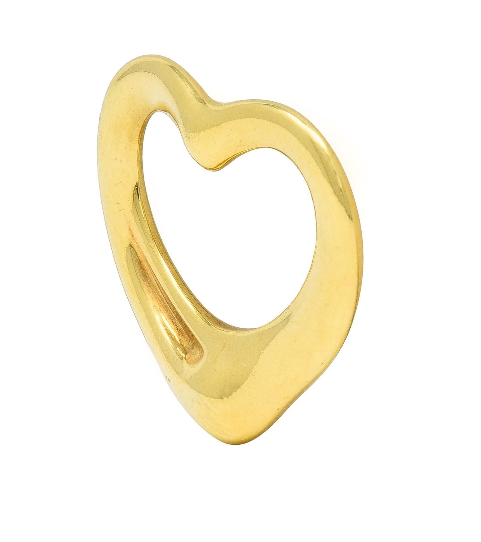 Women's or Men's Elsa Peretti Tiffany & Co. 18 Karat Yellow Gold Open Heart Pendant