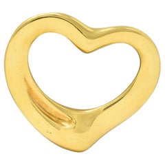 Elsa Peretti Tiffany & Co. 18 Karat Gelbgold Offener Herz-Anhänger