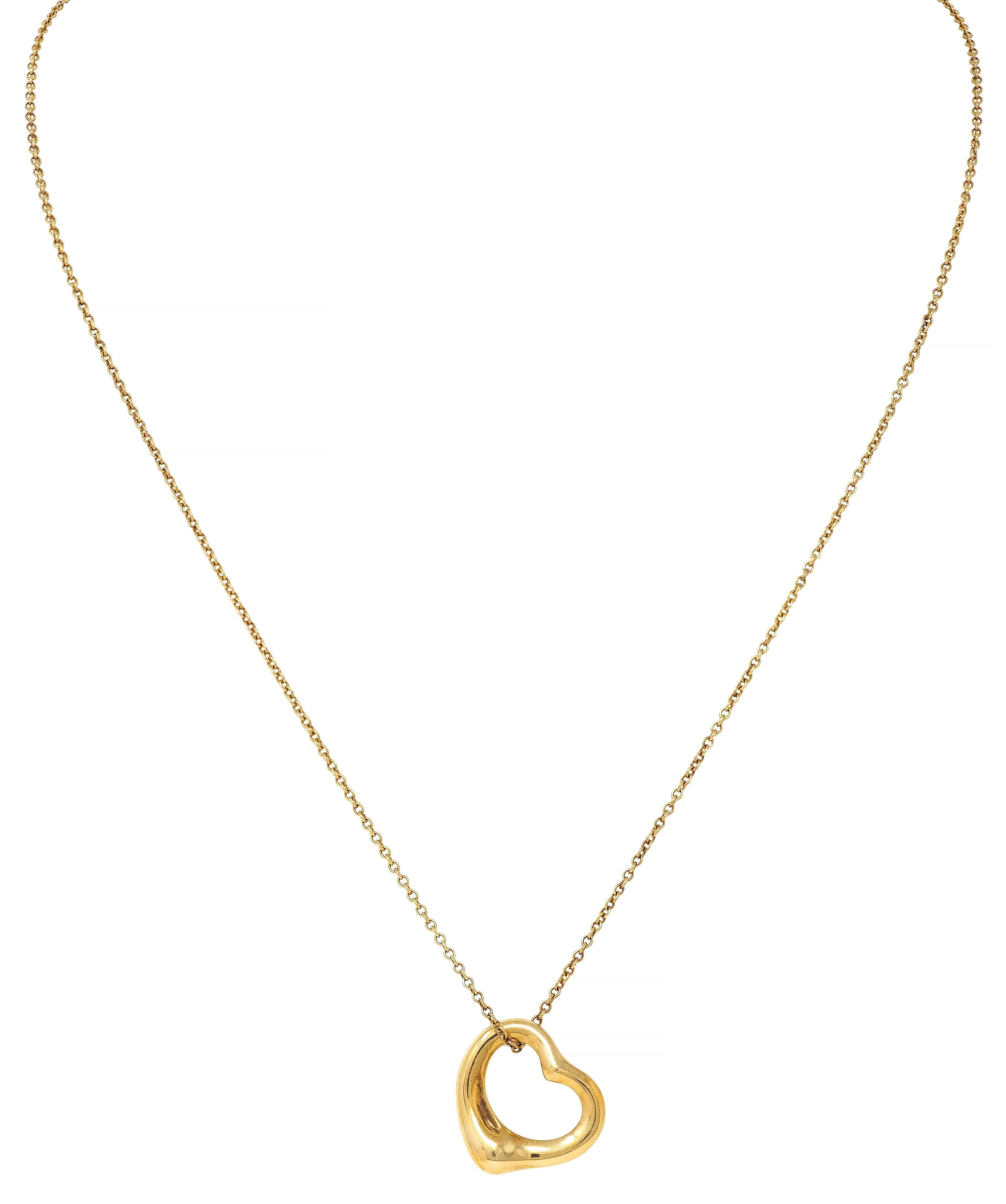 Elsa Peretti Tiffany & Co. Collana con ciondolo a cuore aperto in oro giallo 18 kt. 2