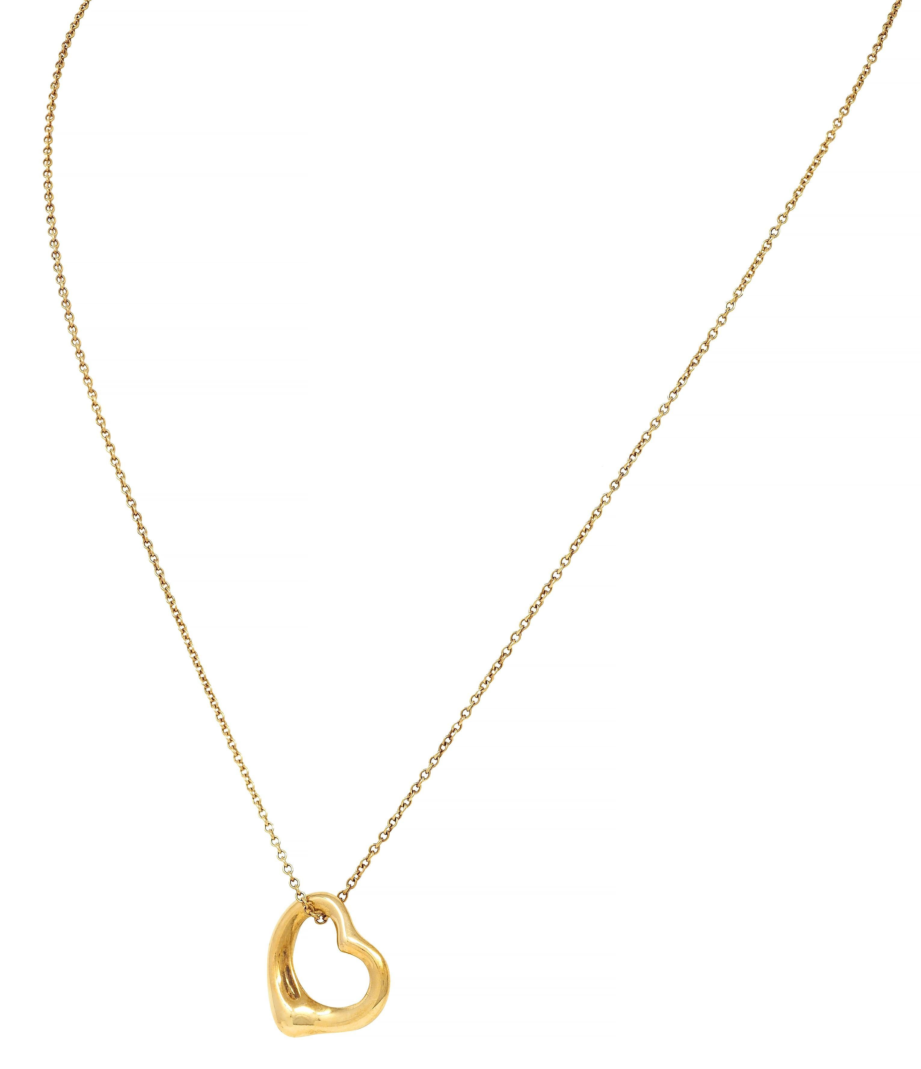 Elsa Peretti Tiffany & Co. Collana con ciondolo a cuore aperto in oro giallo 18 kt. 3
