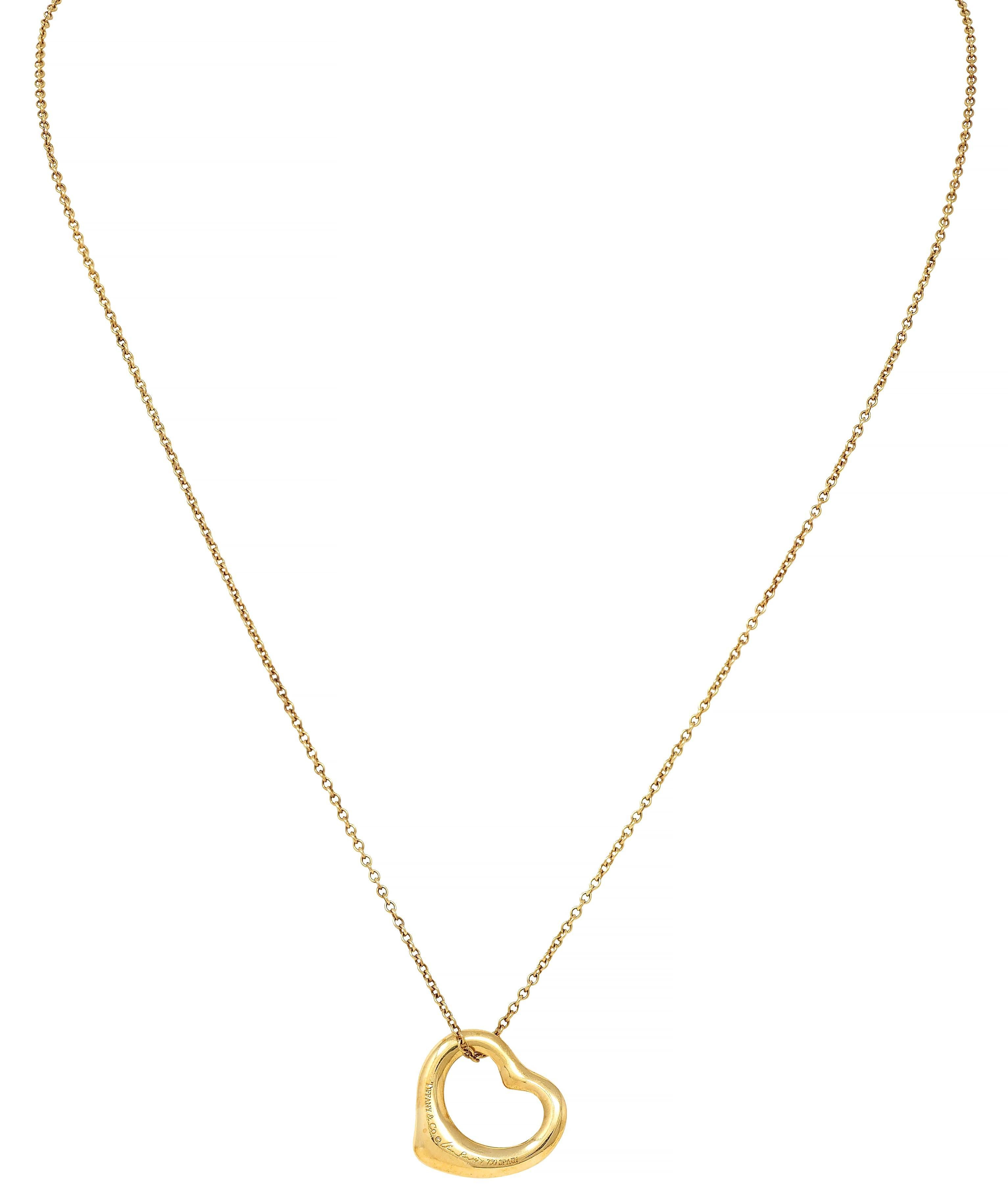 Elsa Peretti Tiffany & Co. Collana con ciondolo a cuore aperto in oro giallo 18 kt. 4