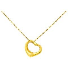 Elsa Peretti Tiffany & Co. 18 Karat Yellow Gold Open Heart Pendant Necklace