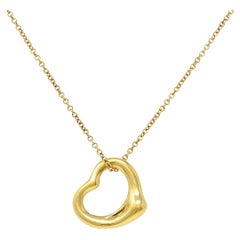 Elsa Peretti Tiffany & Co. 18 Karat Yellow Gold Open Heart Pendant Necklace