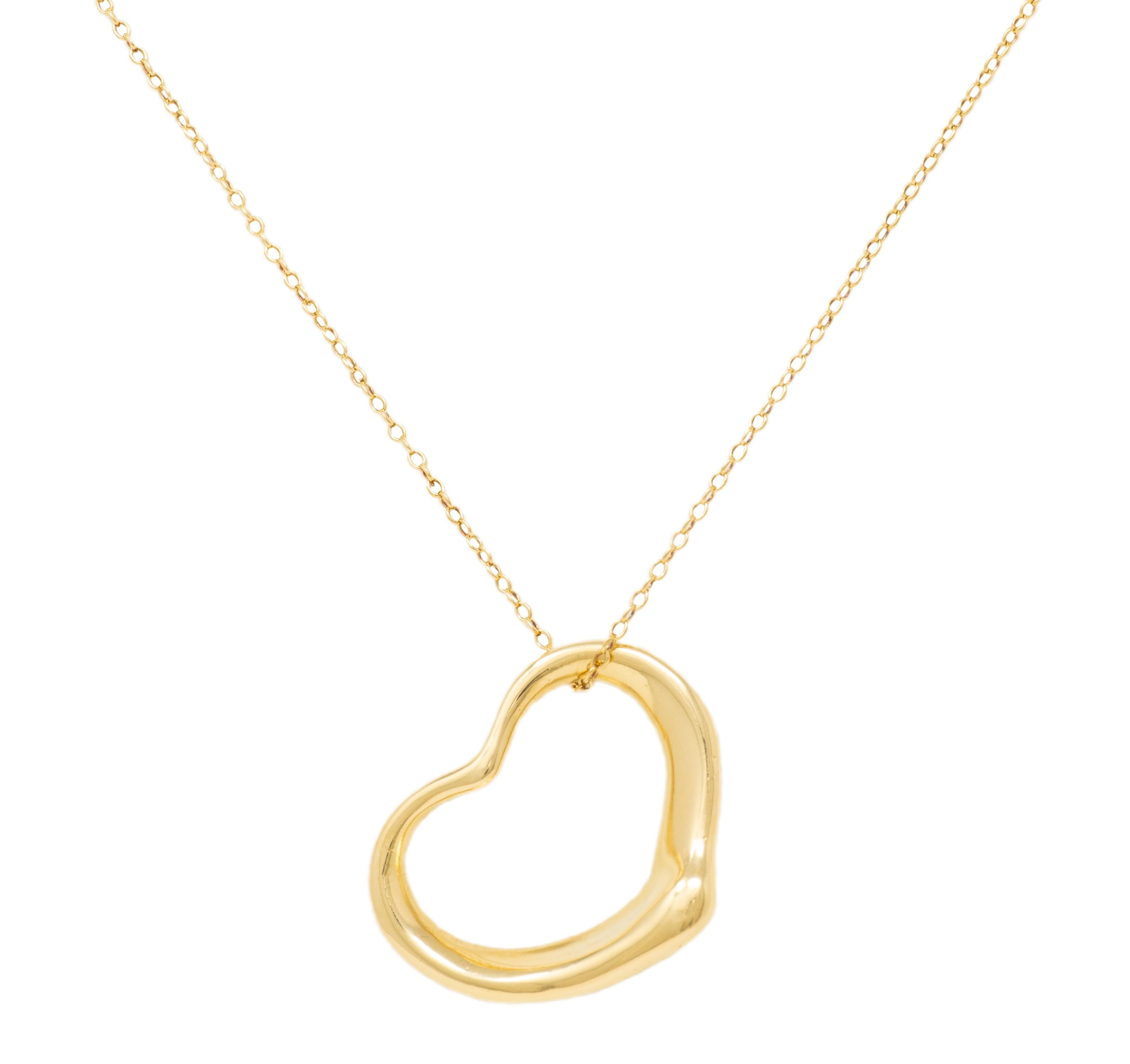 Elsa Peretti Tiffany
Co. 18 Karat Yellow Gold Open Heart Pendant Necklace