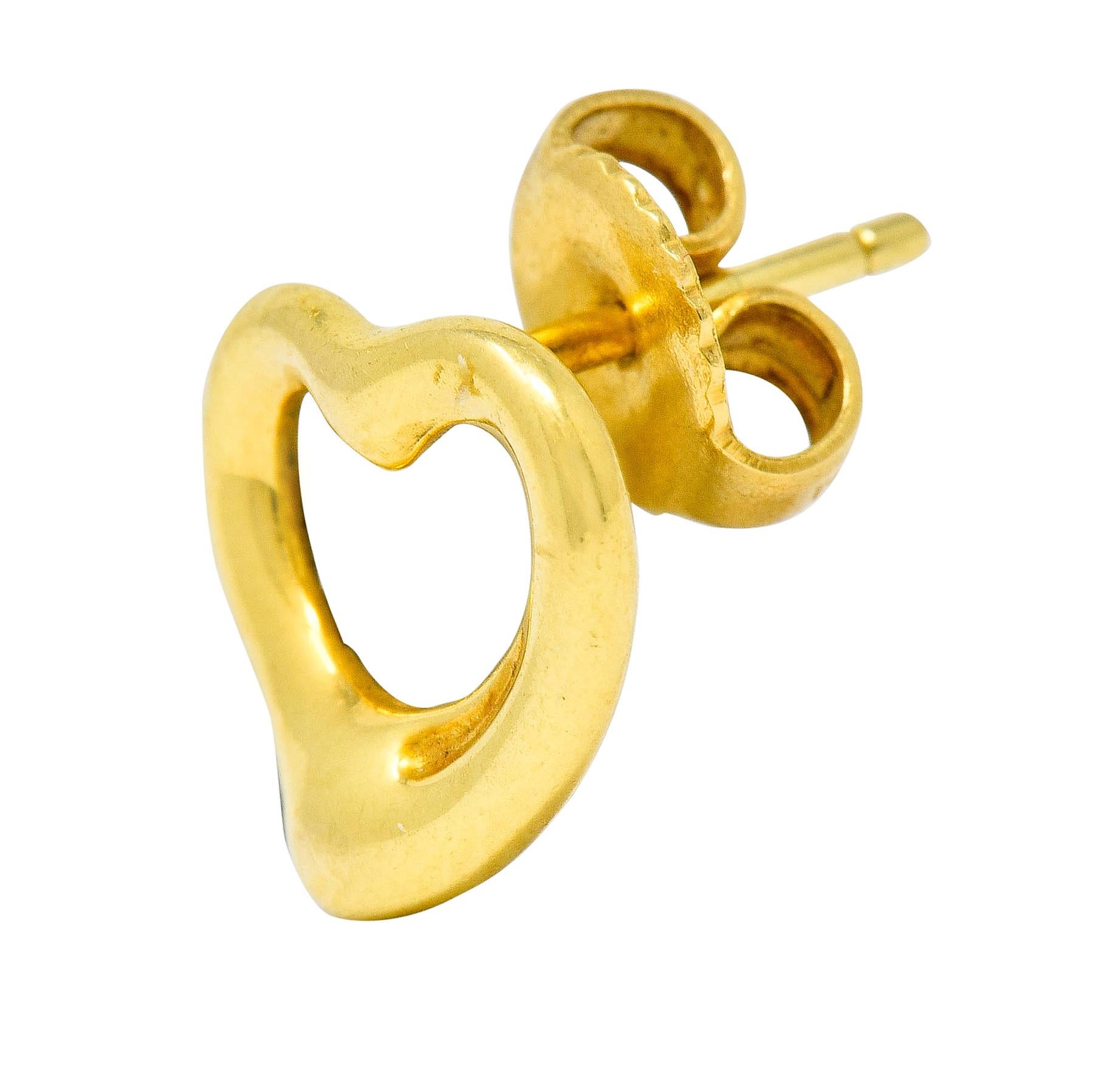 Contemporary Elsa Peretti Tiffany & Co. 18 Karat Yellow Gold Open Heart Stud Earrings