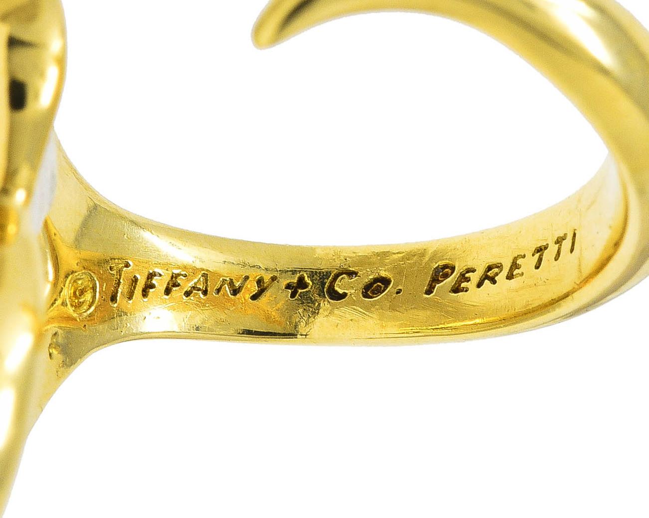 Elsa Peretti Tiffany & Co. 18 Karat Yellow Gold Open Heart Vintage Ring 2