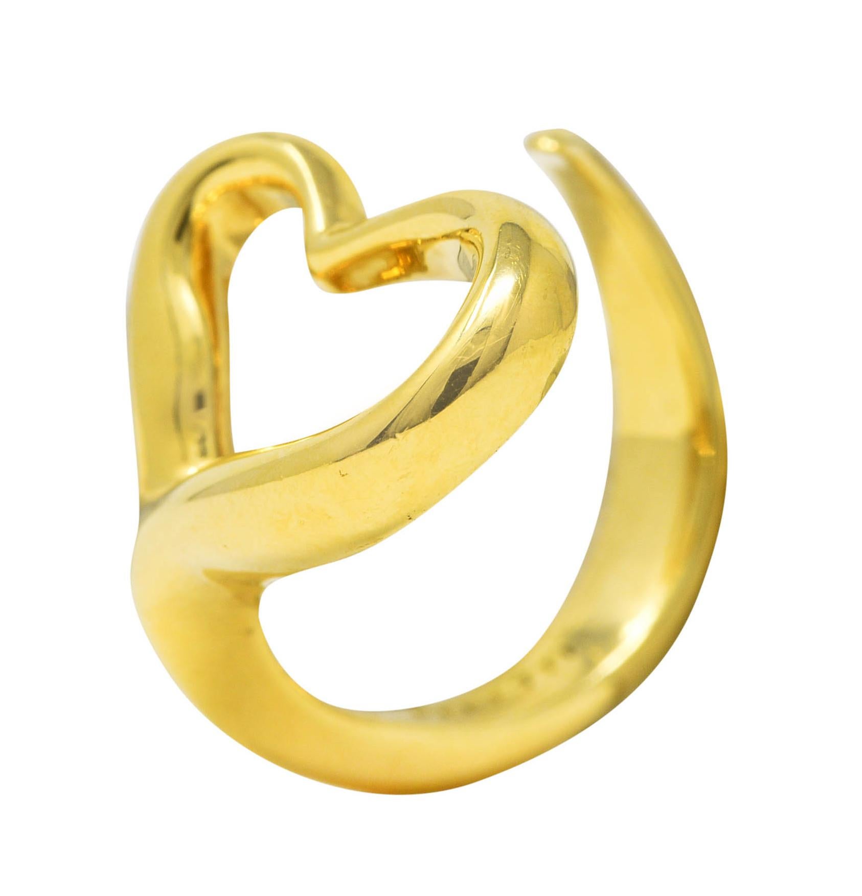 Elsa Peretti Tiffany & Co. 18 Karat Yellow Gold Open Heart Vintage Ring 4